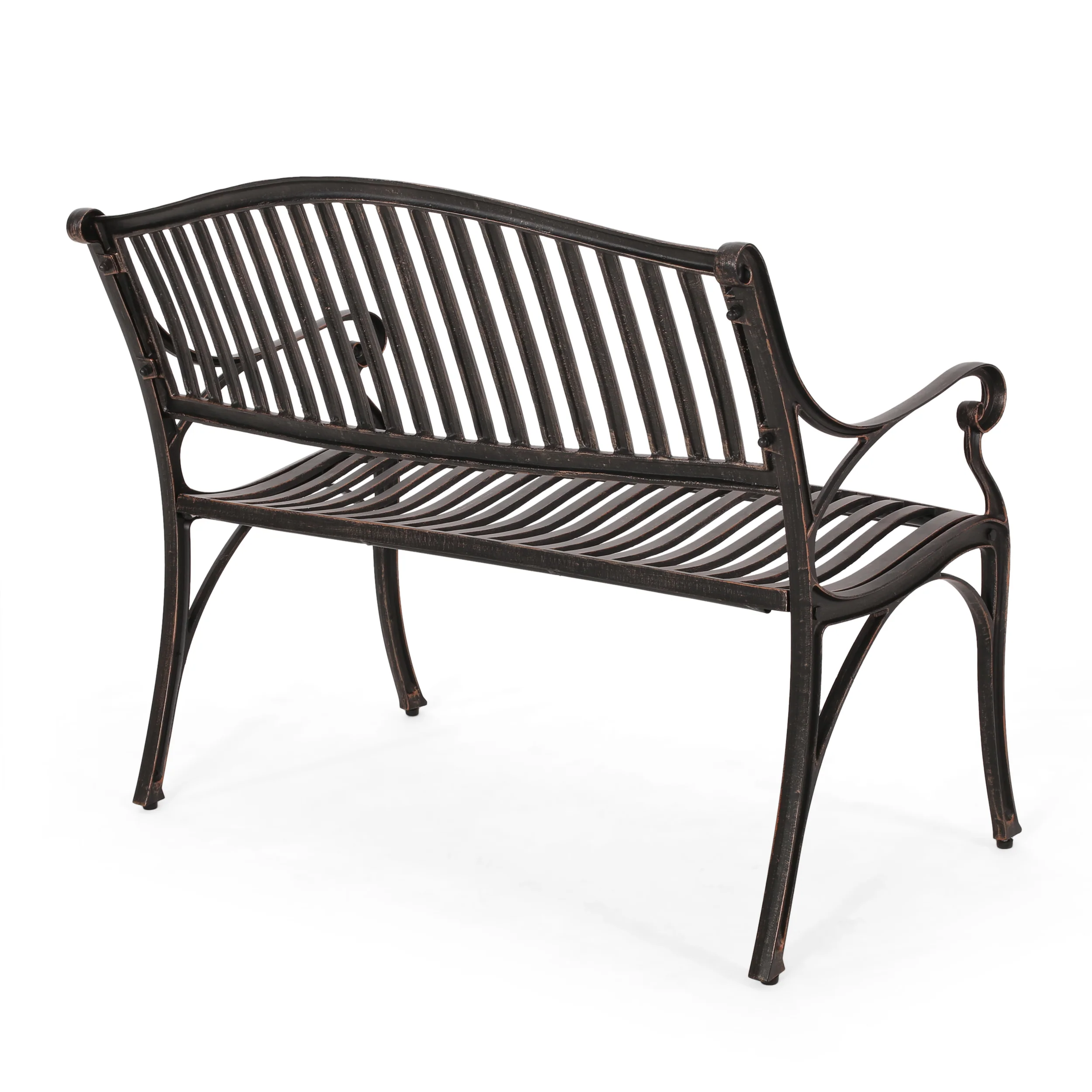 Stassi Outdoor Traditional Cast Aluminum Bench - furnishings