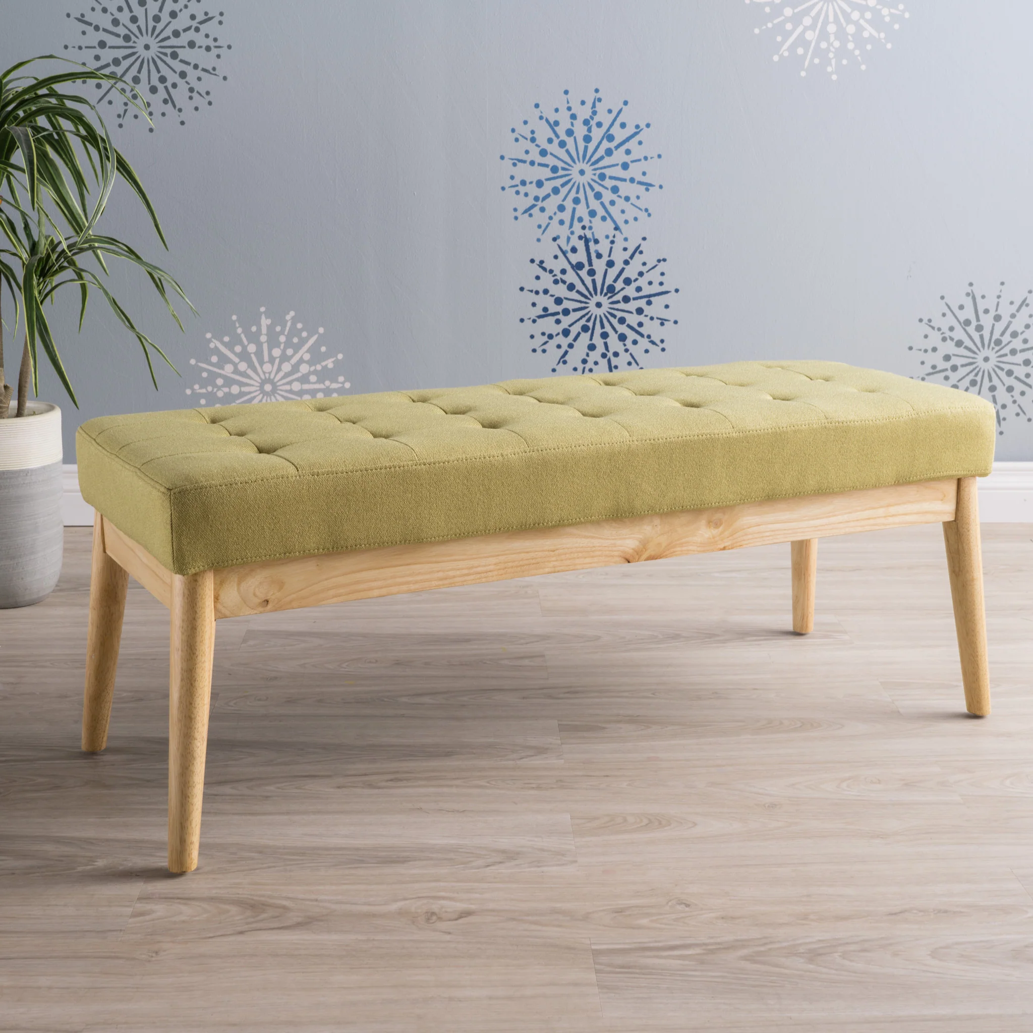 Anglo Modern Mid-Century Fabric Bench - furnishings