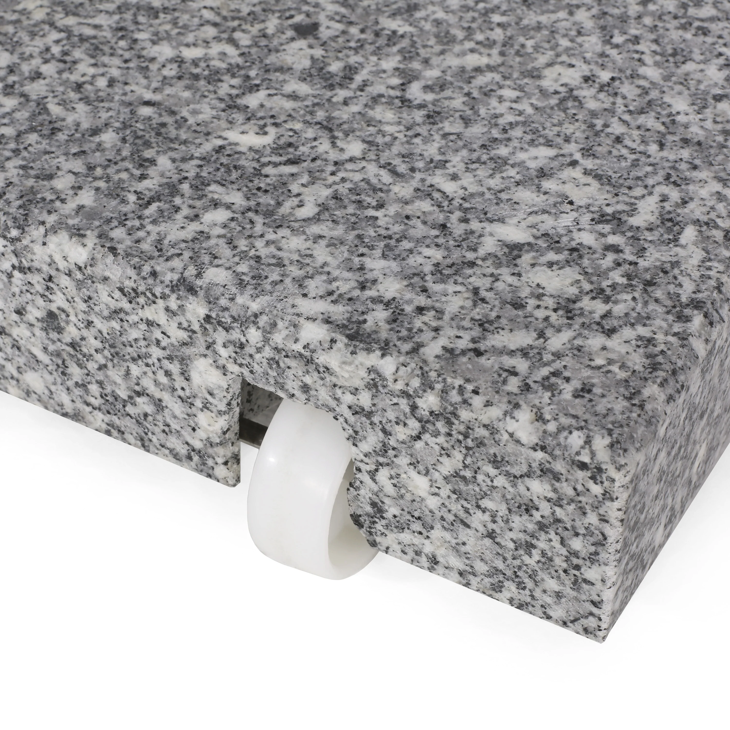 Martino Outdoor Natural Grey Granite and Stainless Steel Umbrella Base - furnishings