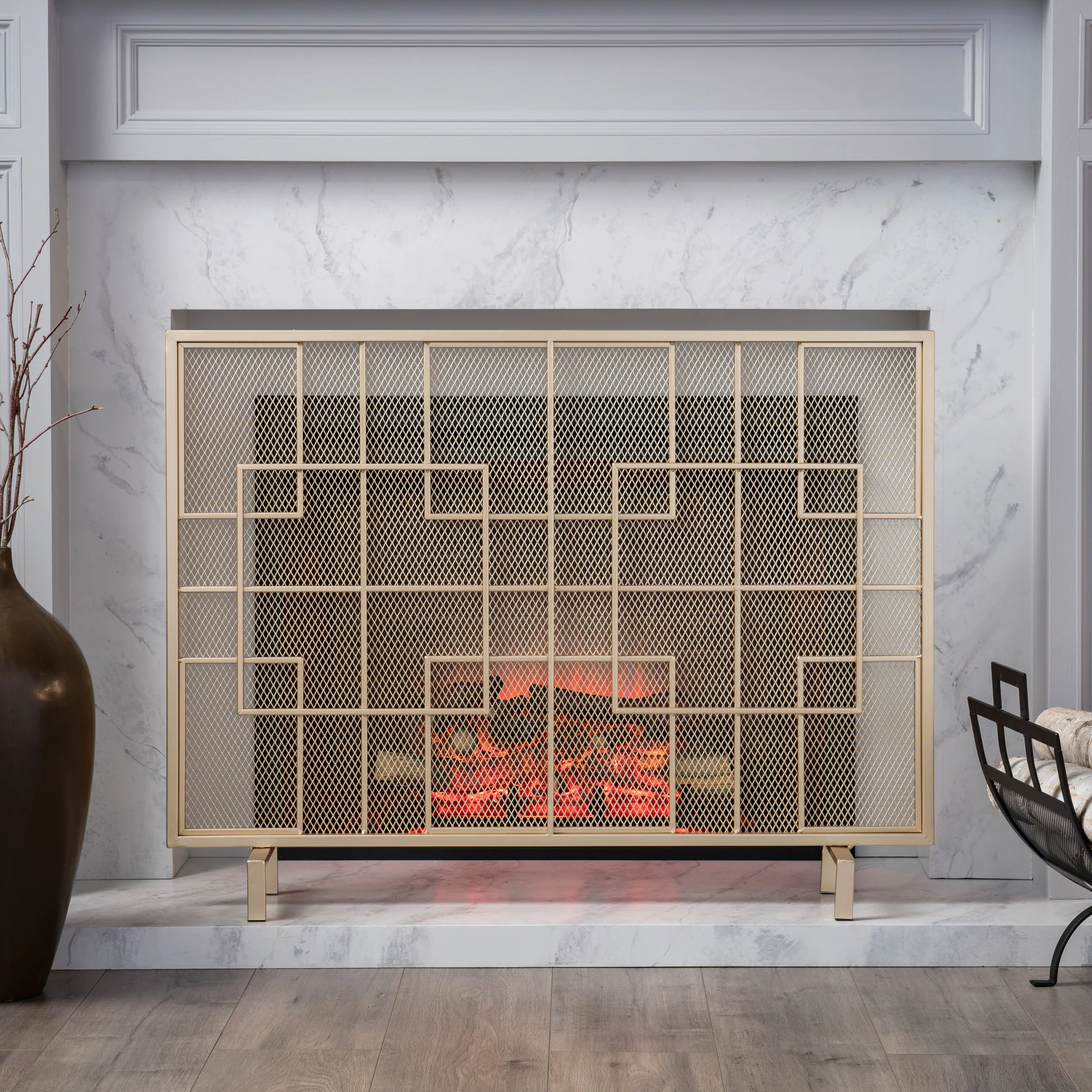 Dorothy Modern Single PanelIron Firescreen - furnishings