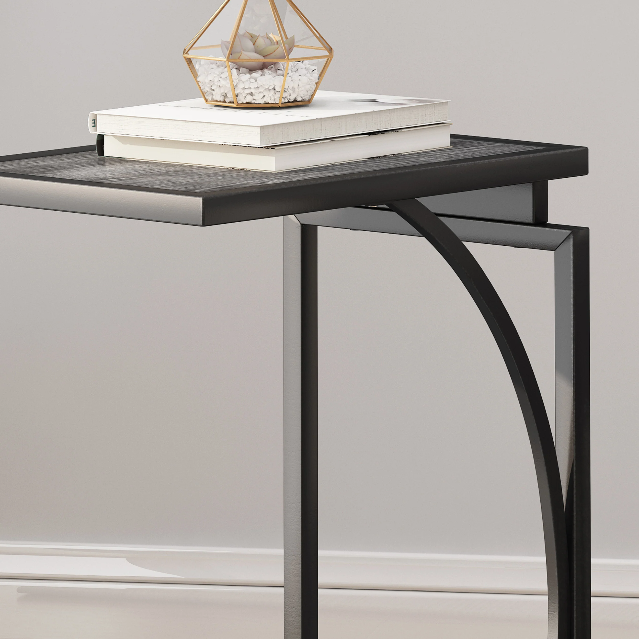 Catileya Modern Industrial C-Shaped End Table - furnishings