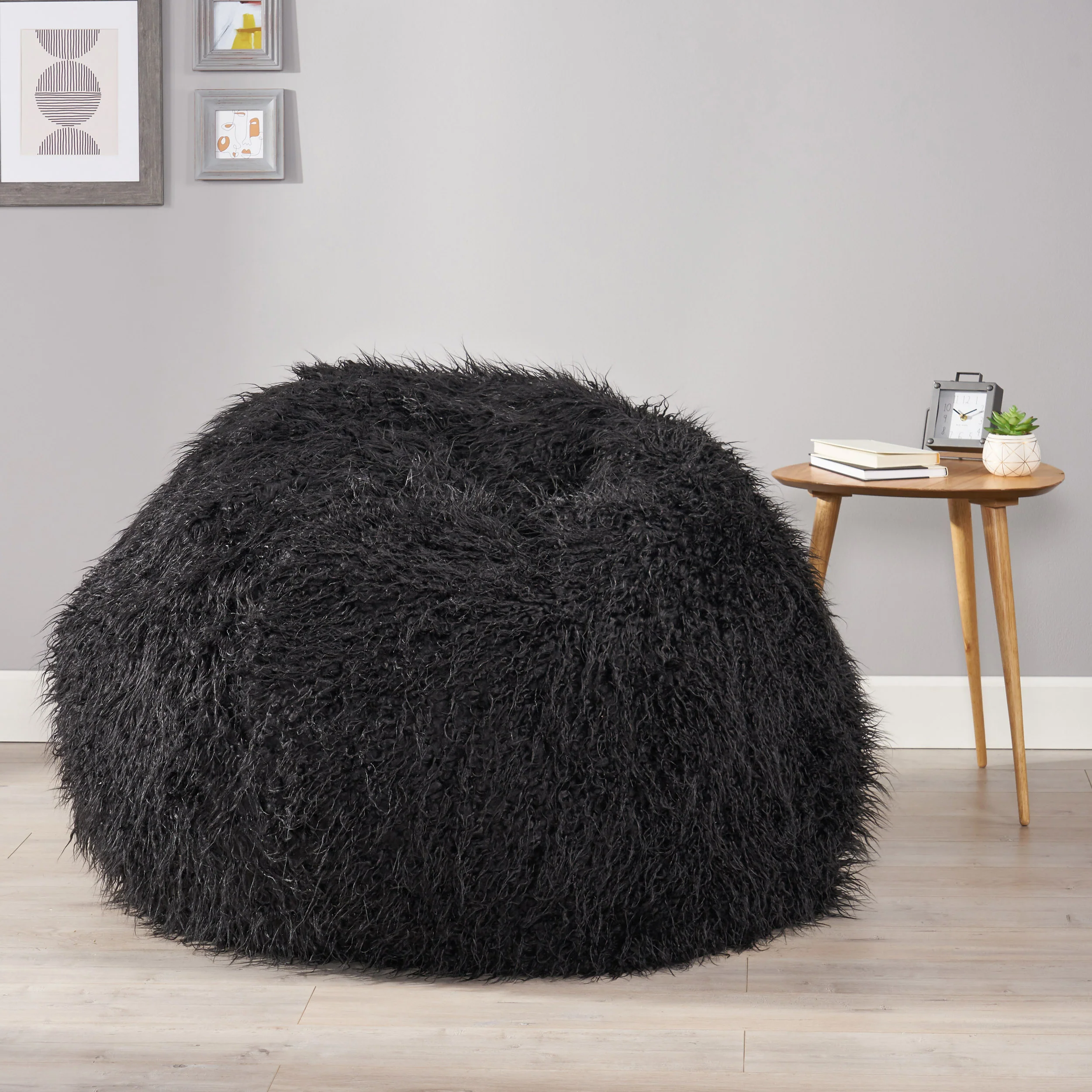 Sae 5 Ft Long Faux Fur Bean Bag - furnishings