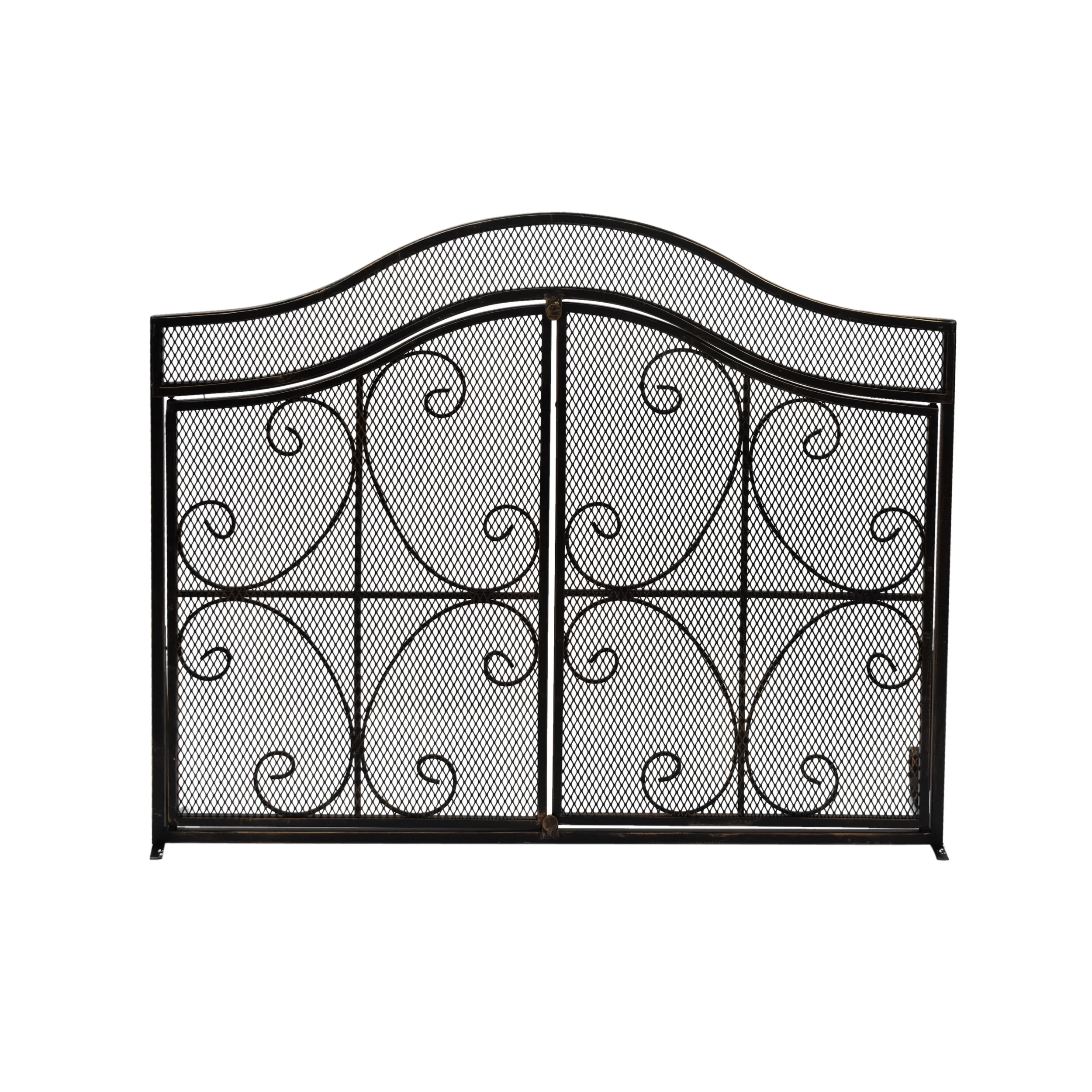 Gary Modern Three Panel Iron Firescreen with Door - furnishings
