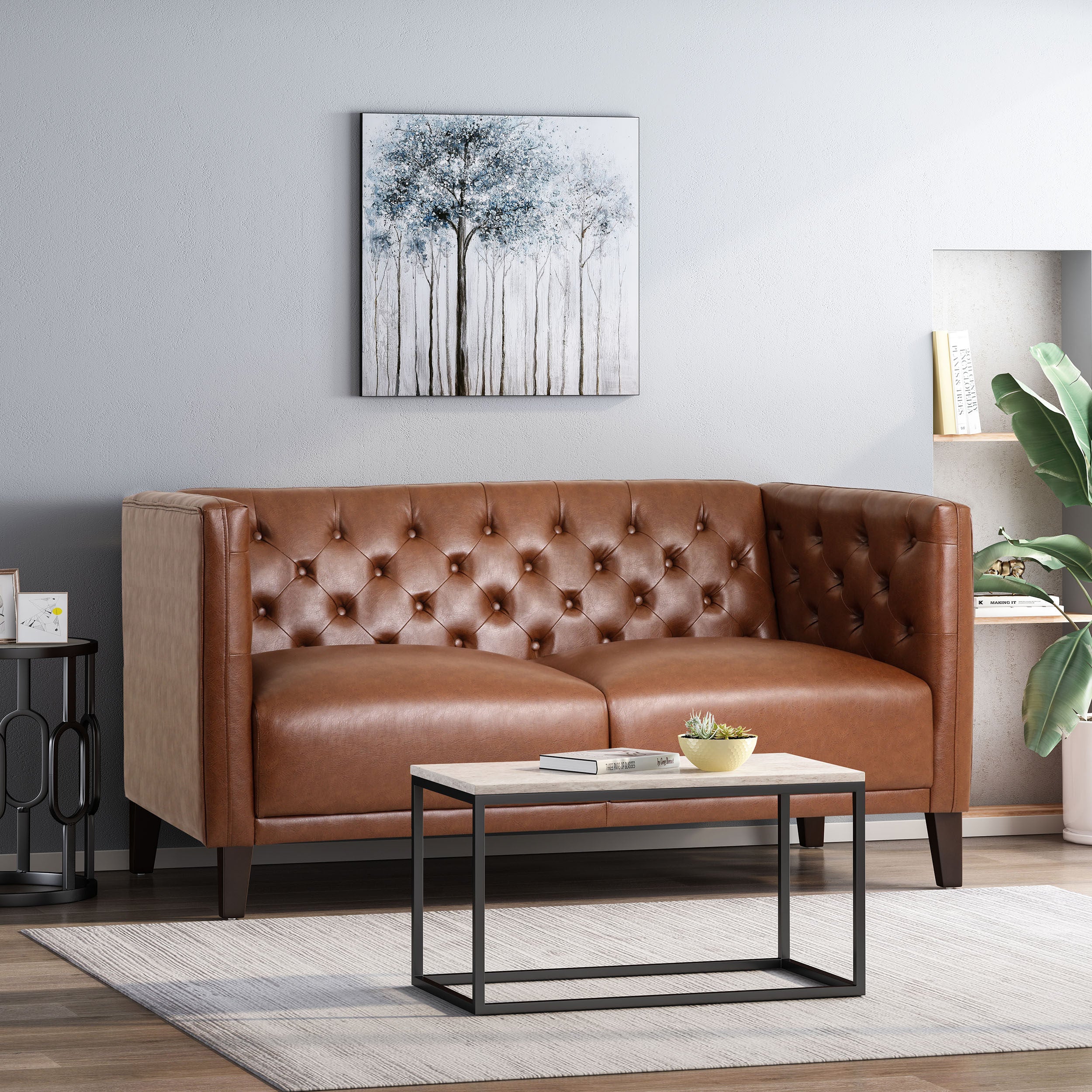 Drache Contemporary Upholstered Tufted Loveseat - furnishings