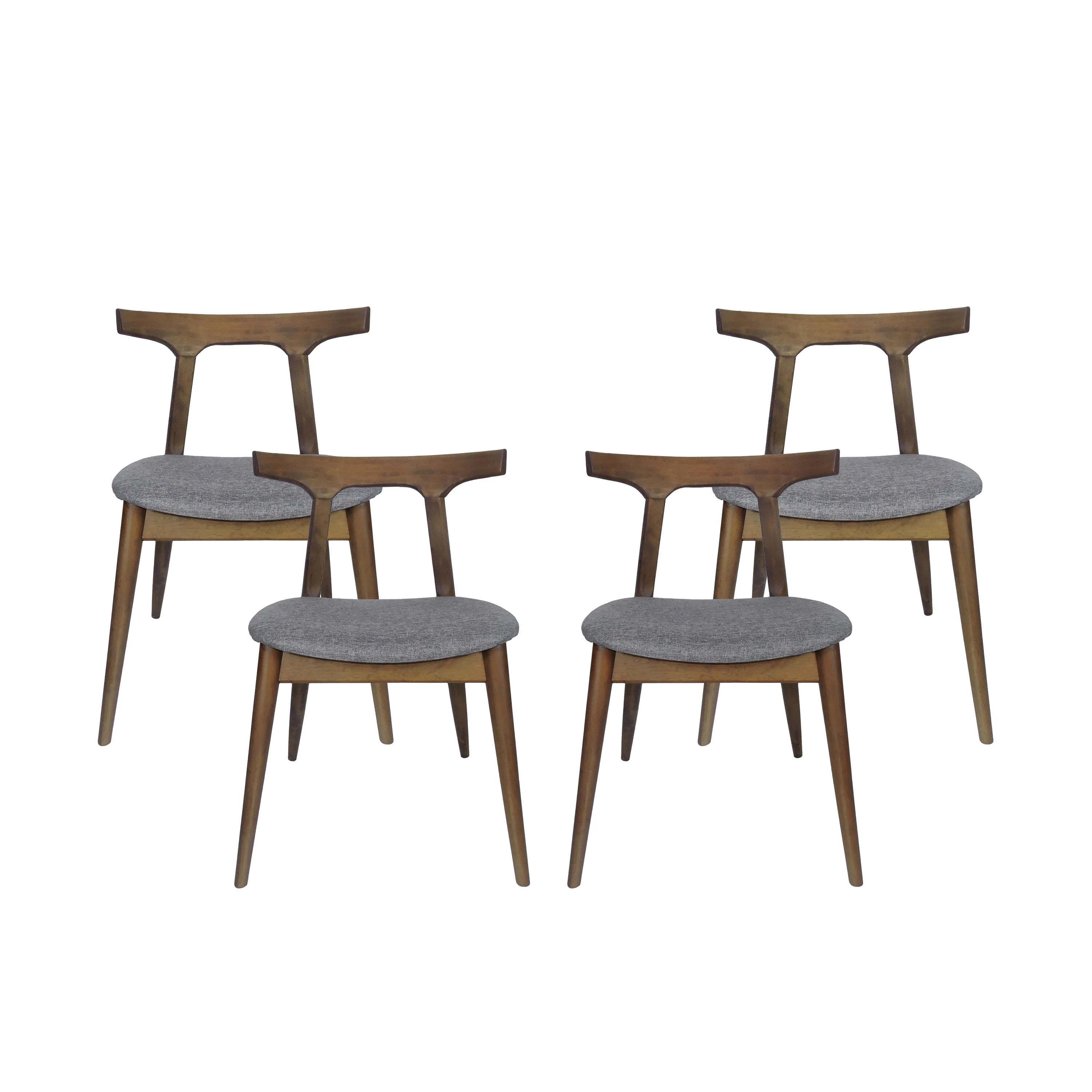 Danmore Mid Century Modern Fabric Upholstered Dining Chairs, Set of 4 - furnishings