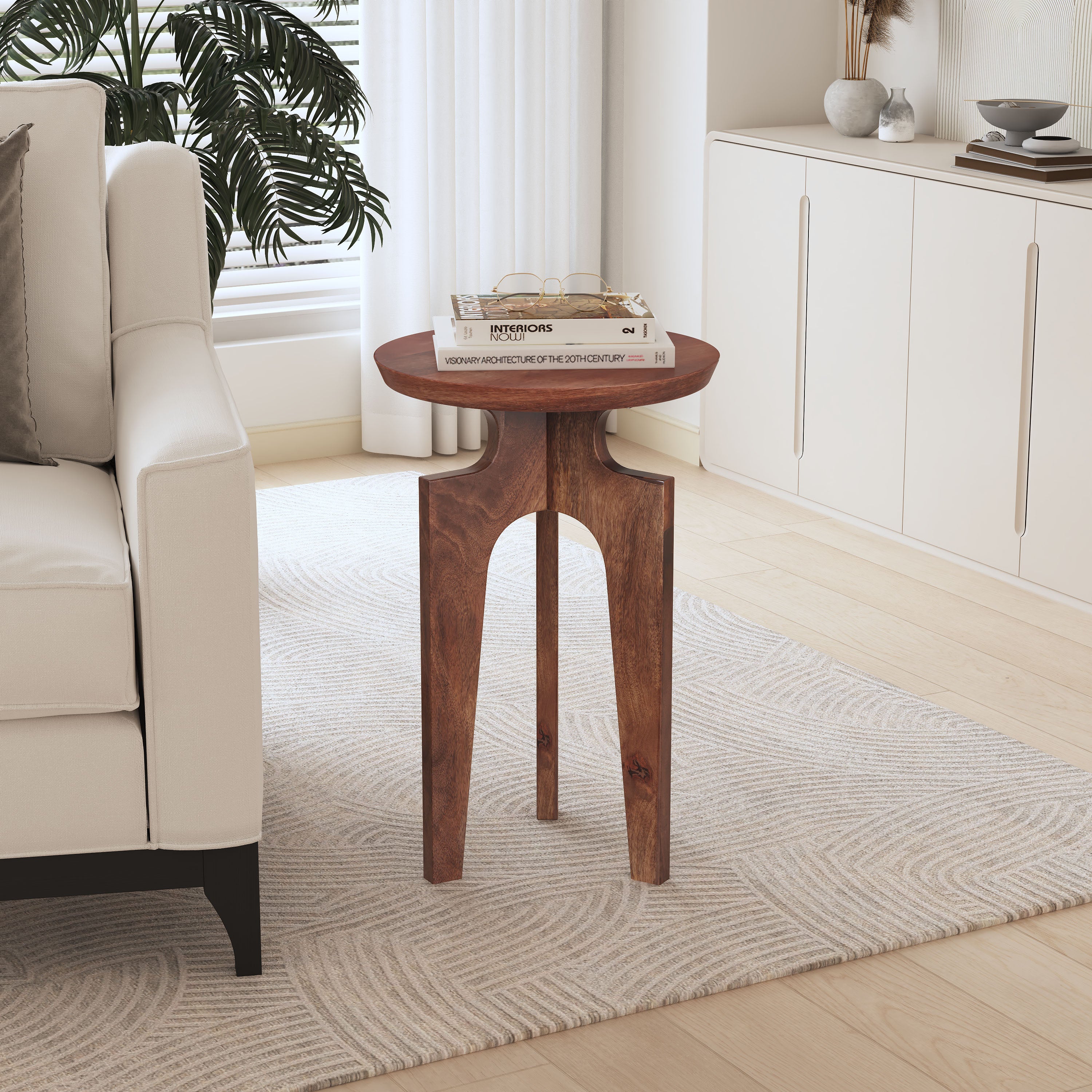 Tangelo Retro Round Mango Wood End Table - furnishings