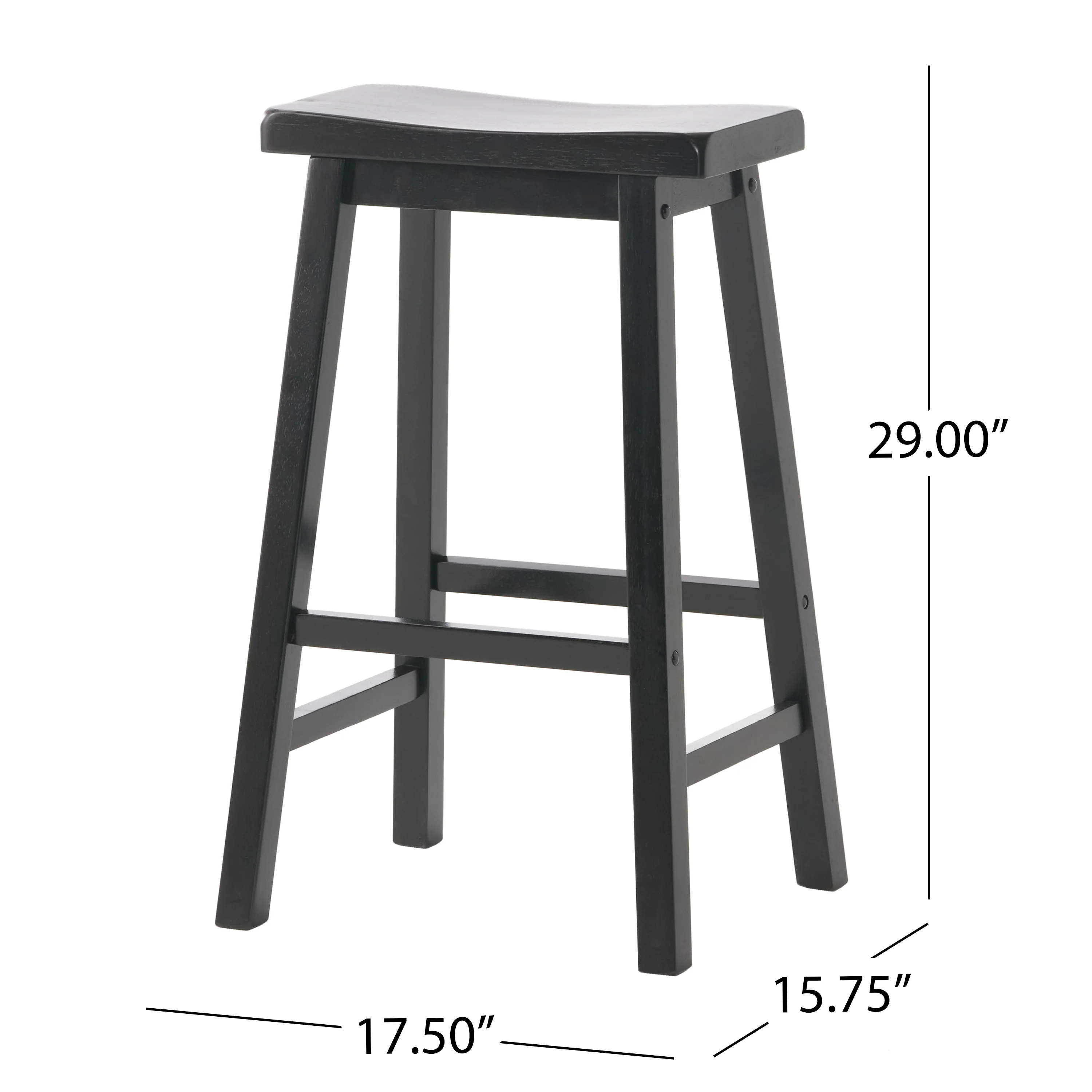 Toluca Farmhouse 29-Inch Black Wood Saddle Barstools (Set of 2) - furnishings