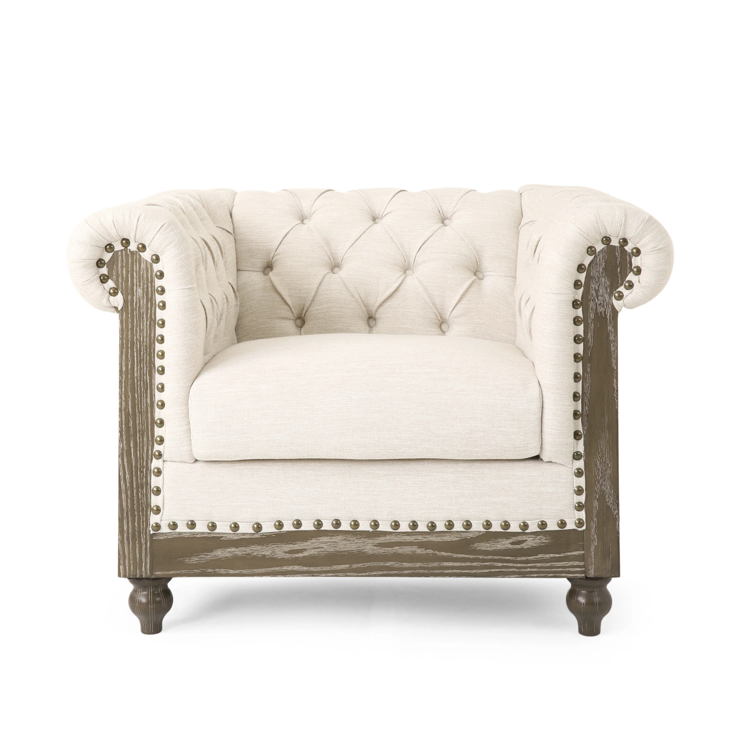 Alejandro Chesterfield Tufted Fabric Club Chair with Nailhead Trim - furnishings