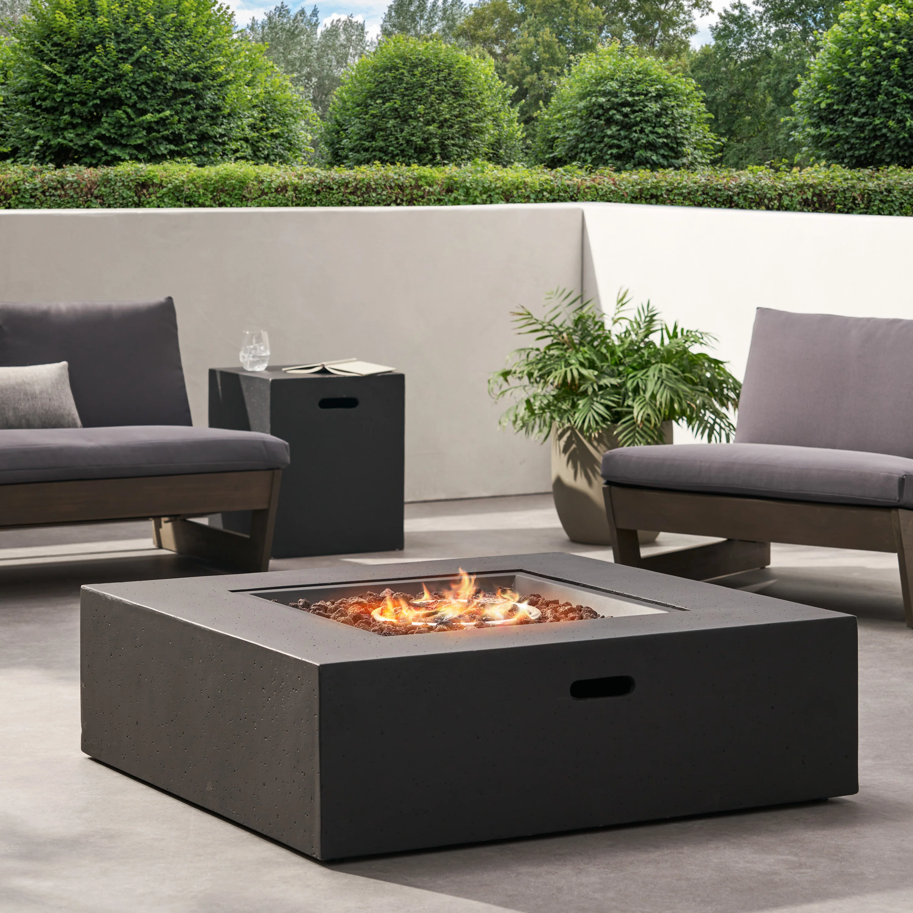Hearth Square 50K BTU Outdoor Propane Fire Pit Table - furnishings
