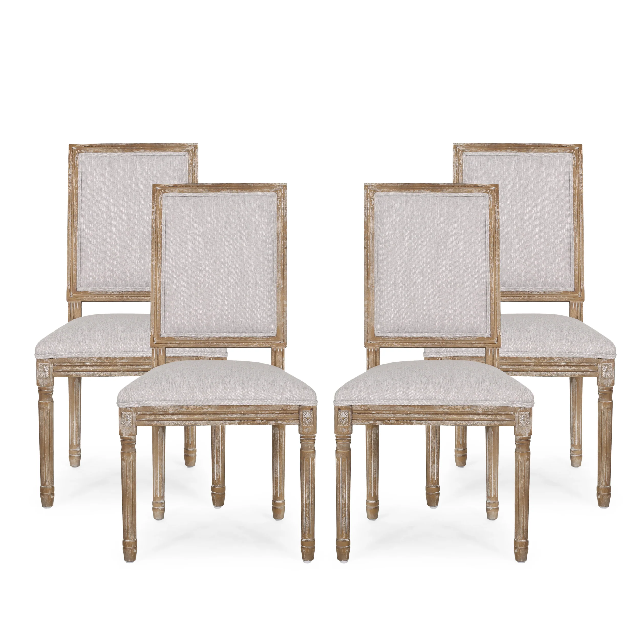 Amy French Country Wood Upholstered Dining Chair, Set of 4 - furnishings