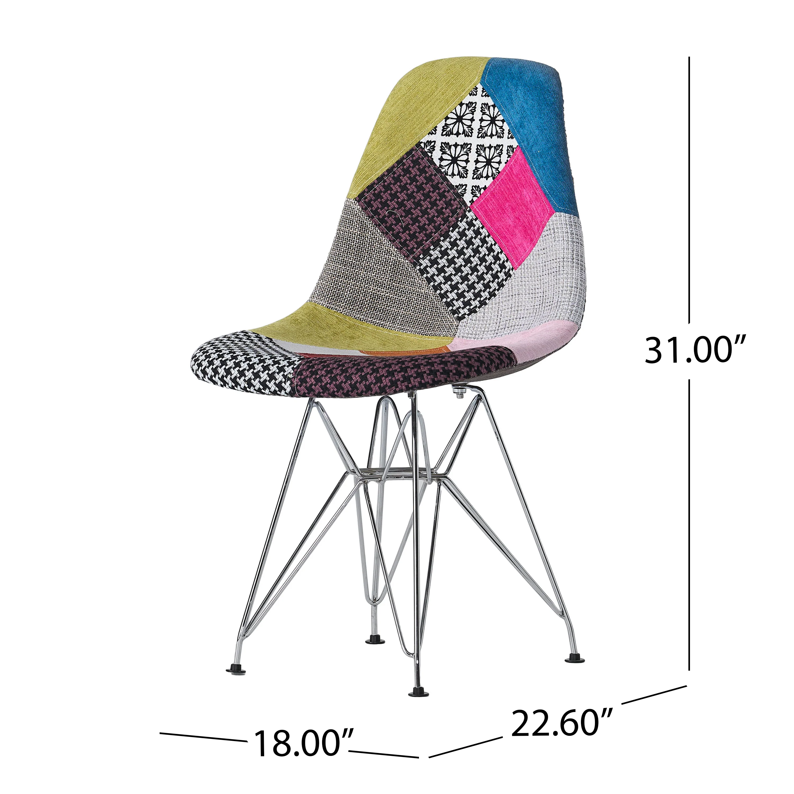 Cassius Multi-Color Patchwork Fabric Accent Chair (Set of 2) - furnishings