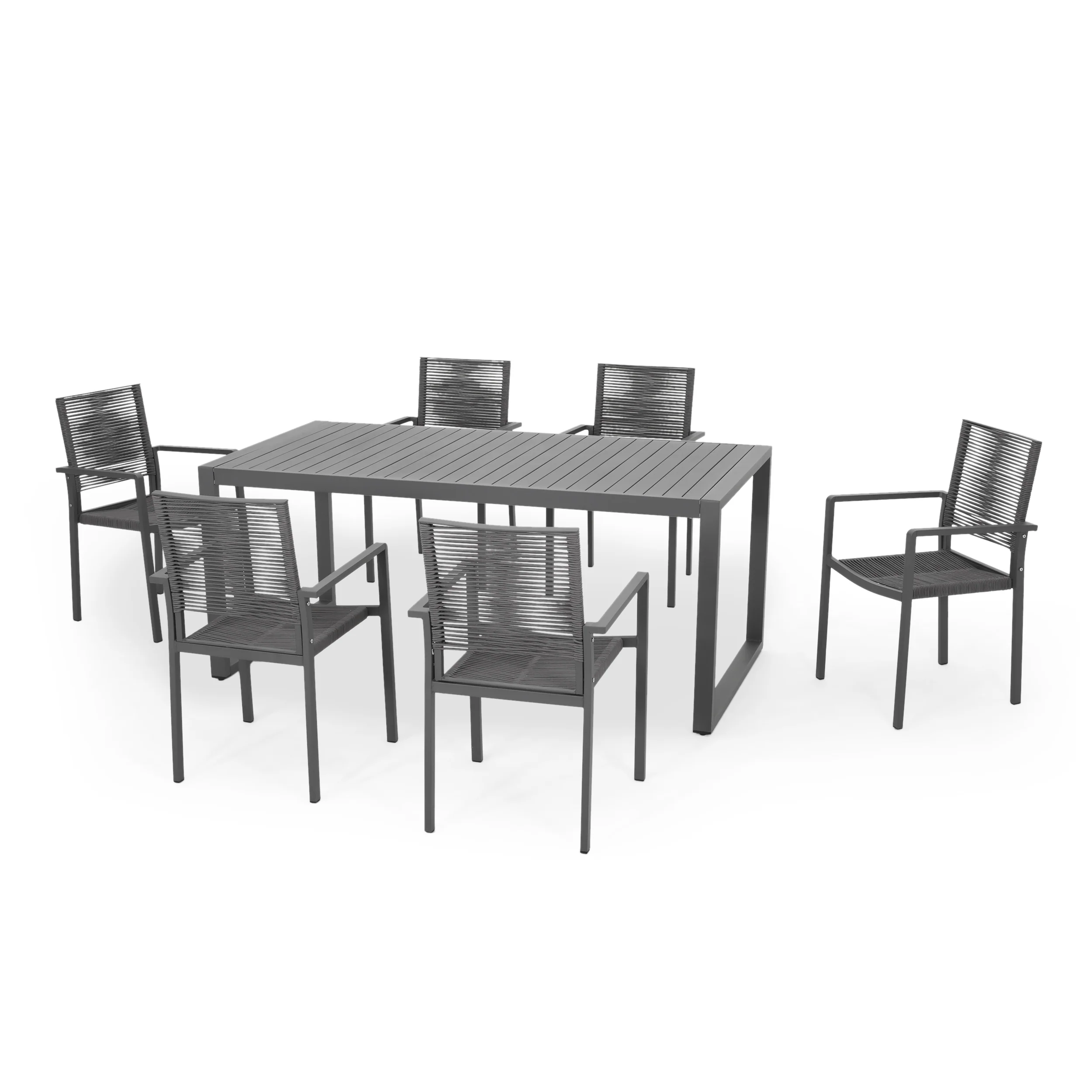 Aicha 6 Seater Aluminum Dining Set - furnishings