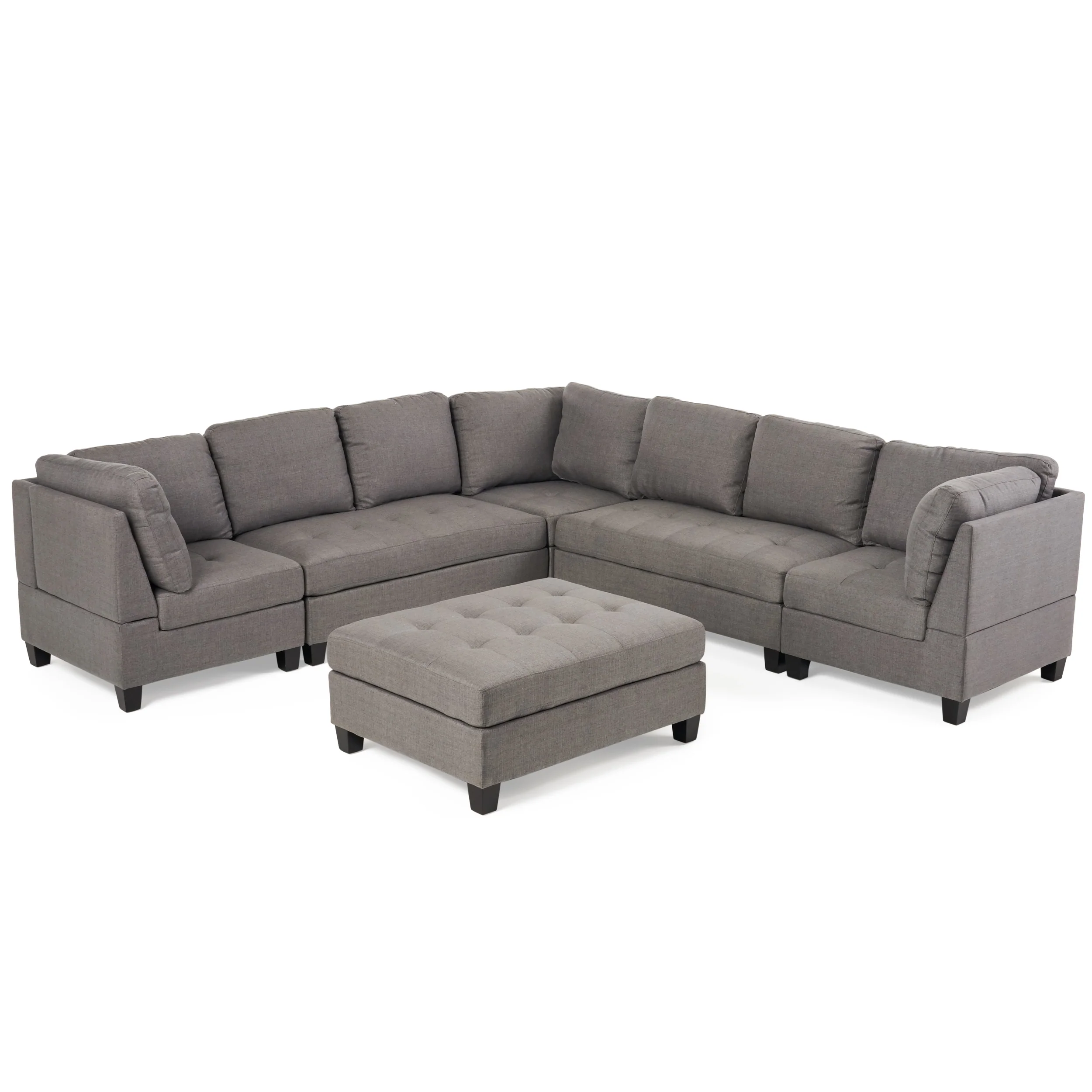 Jakyri Contemporary 7 Seater Fabric Sectional - furnishings
