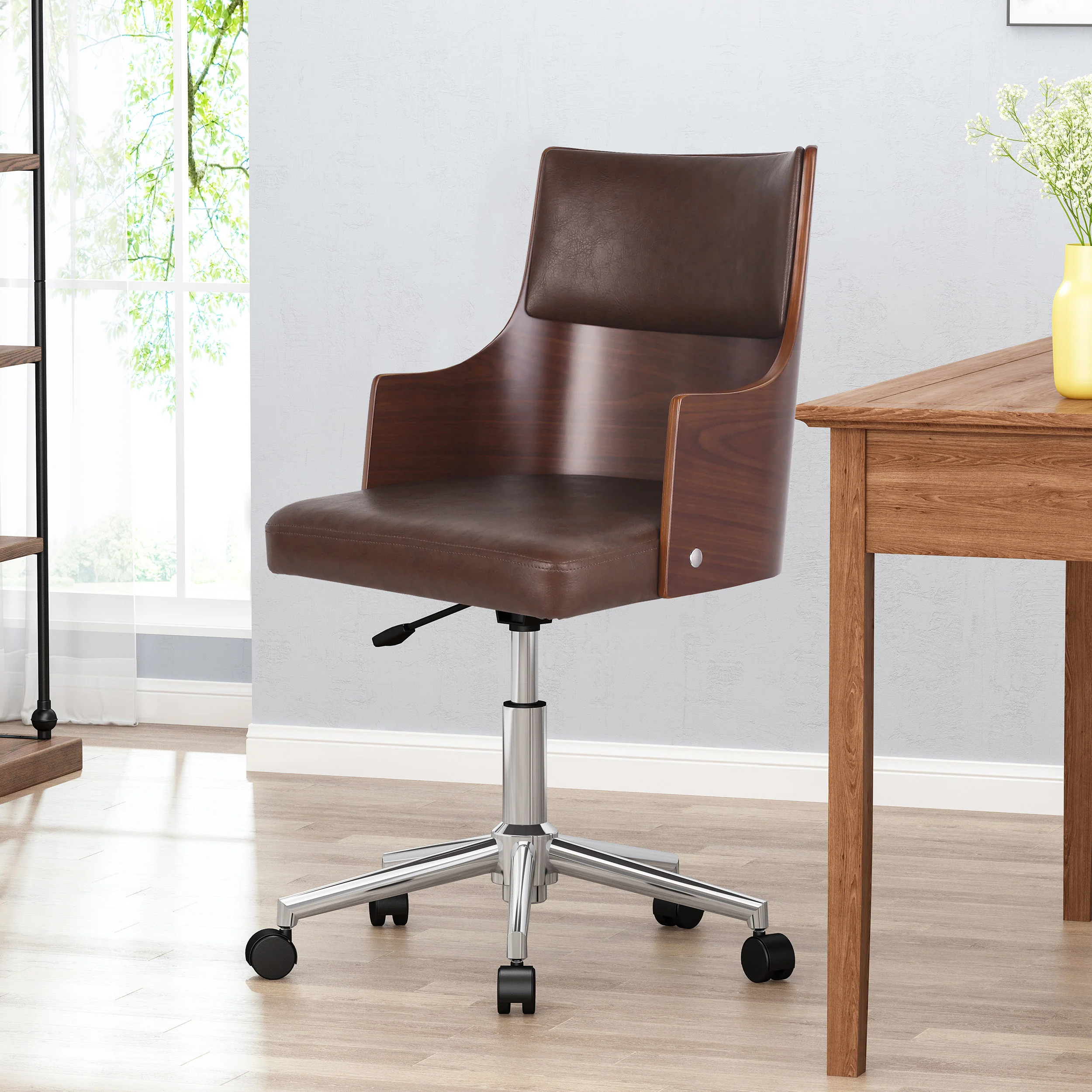 Arvilla Mid-Century Modern Upholstered Swivel Office Chair - furnishings