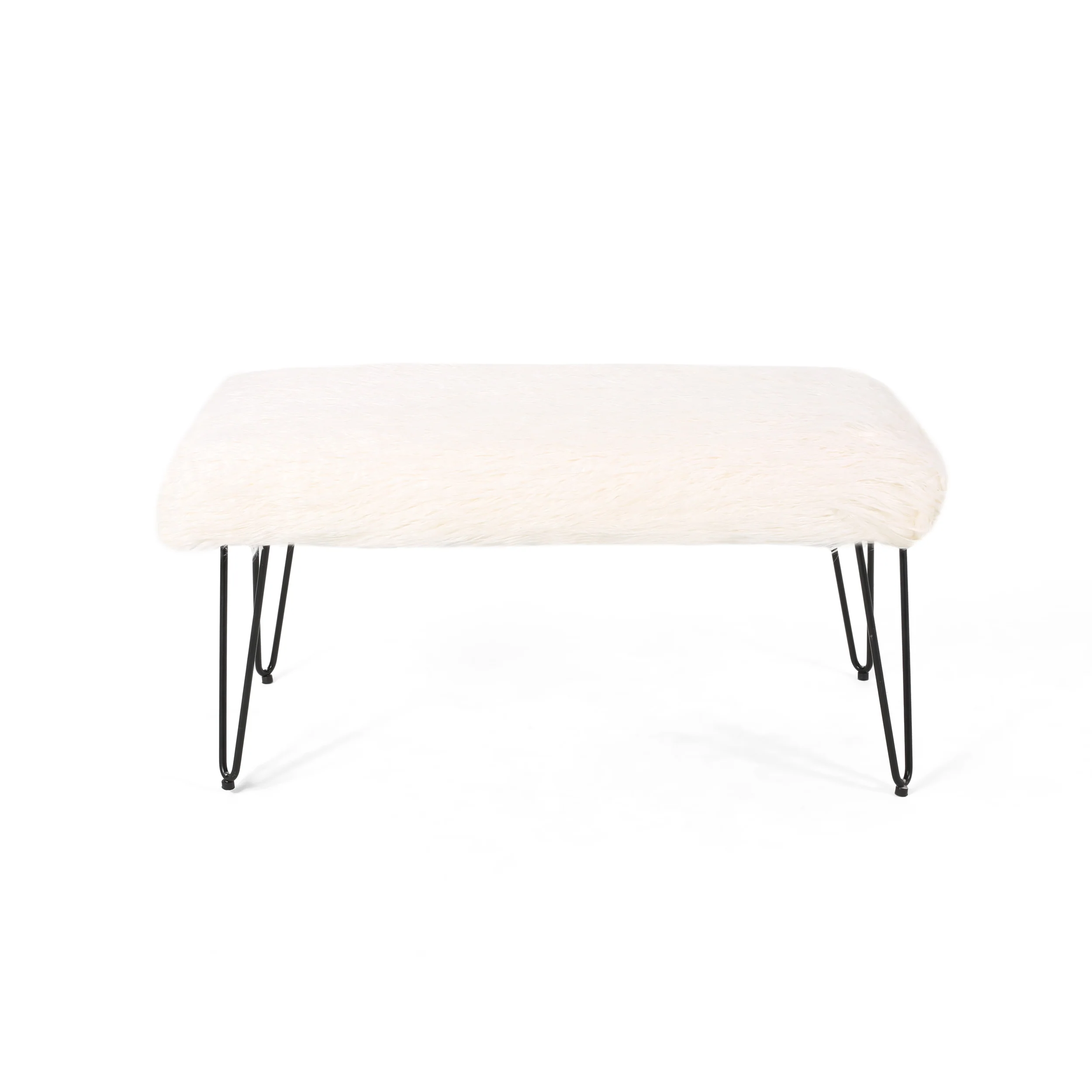 Louise Faux Fur Bench with Hairpin Legs - furnishings