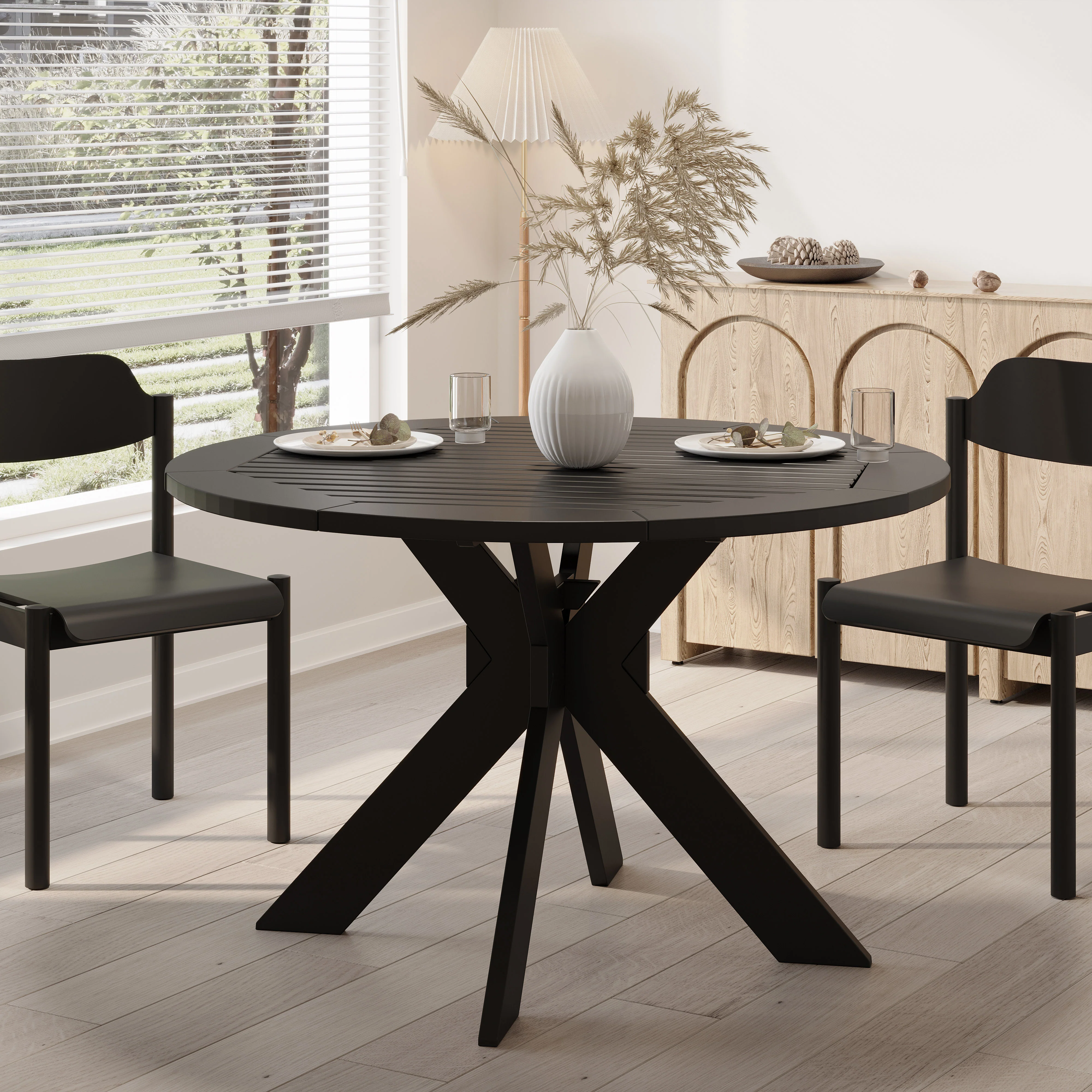 Clacton Indoor Acacia Wood Dining Table, Black - furnishings