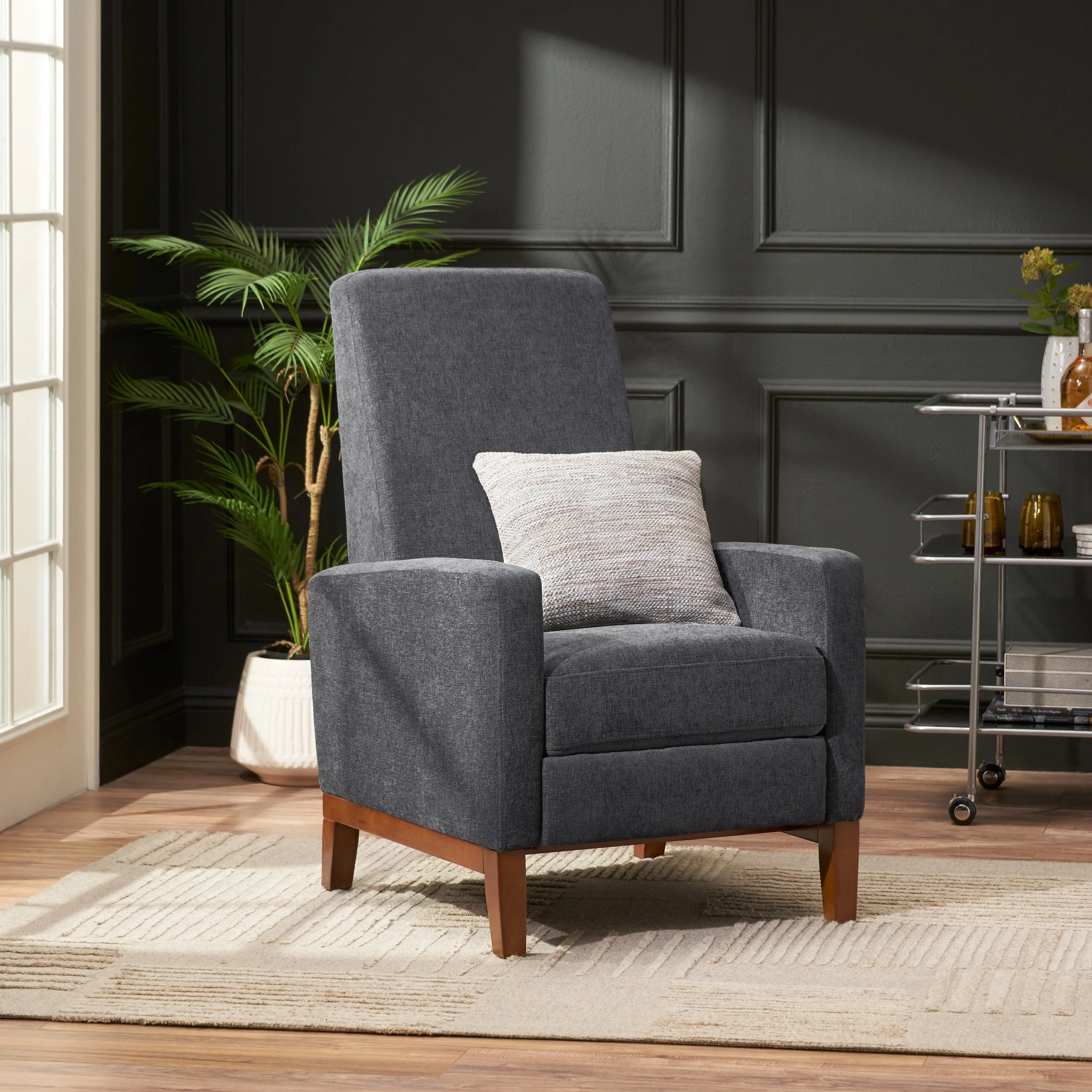 Plevna Contemporary Fabric Upholstered Pushback Recliner - furnishings
