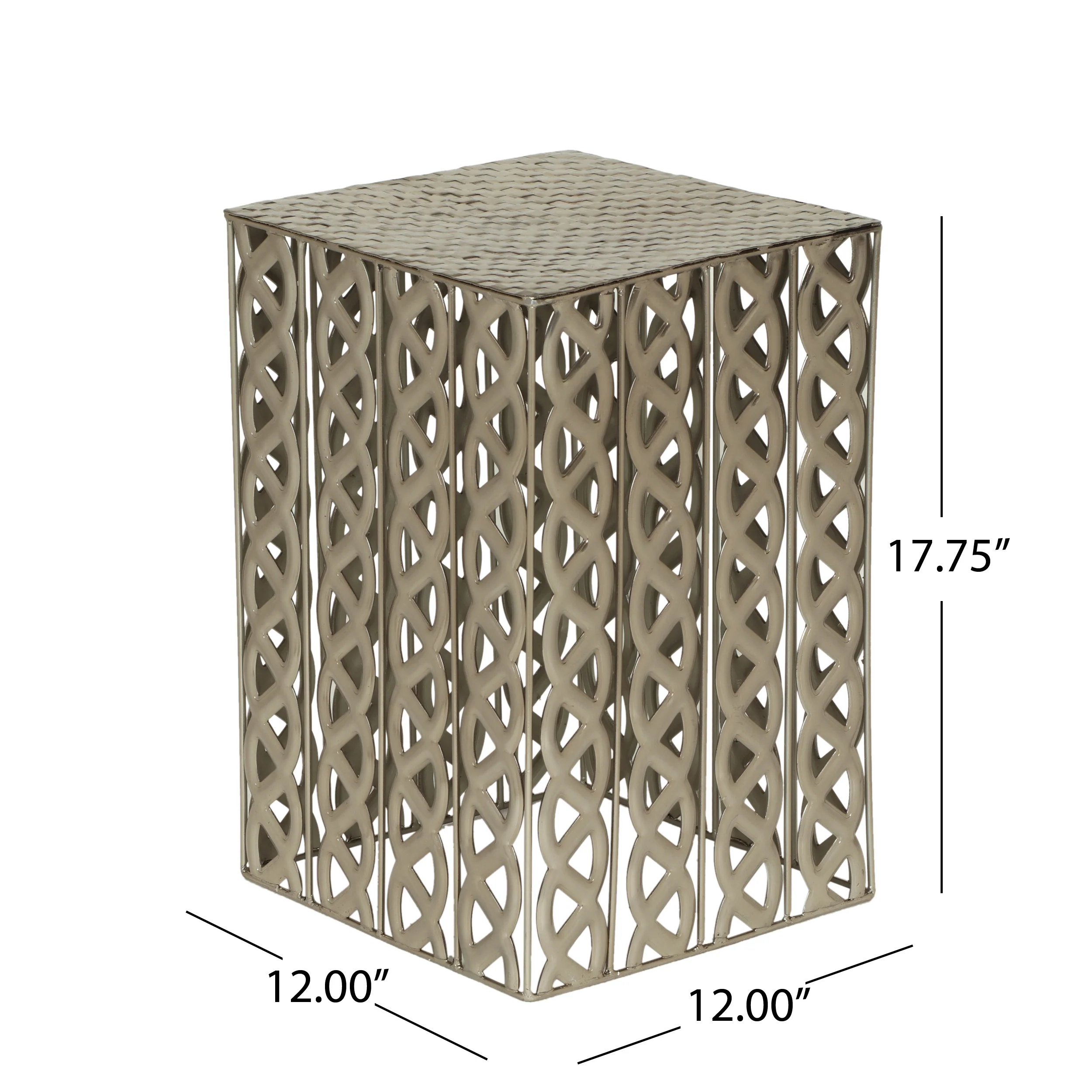 Valen Modern Square Iron Accent Table, Nickel Antique - furnishings
