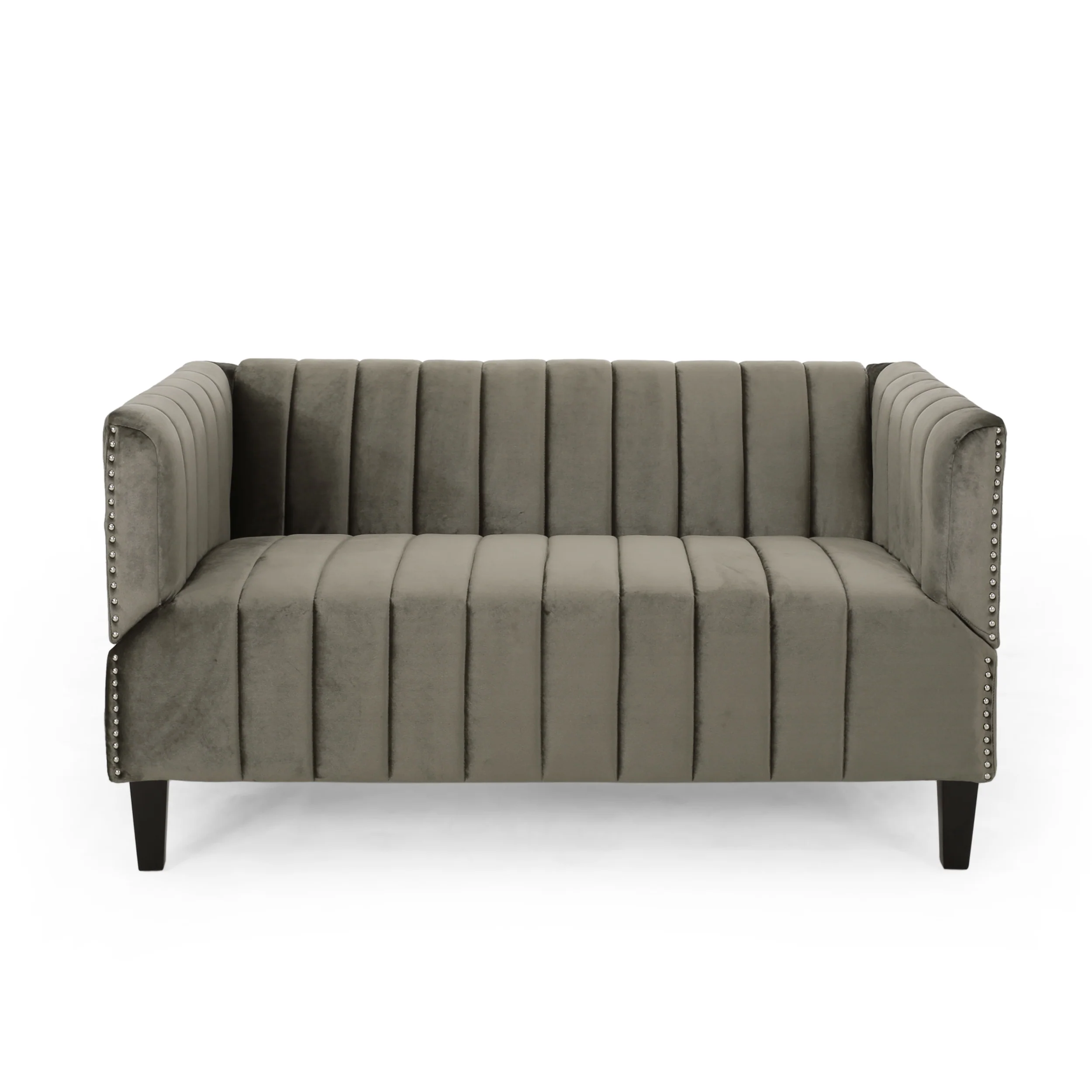 Masie Contemporary Channel Stitch Velvet Settee - furnishings