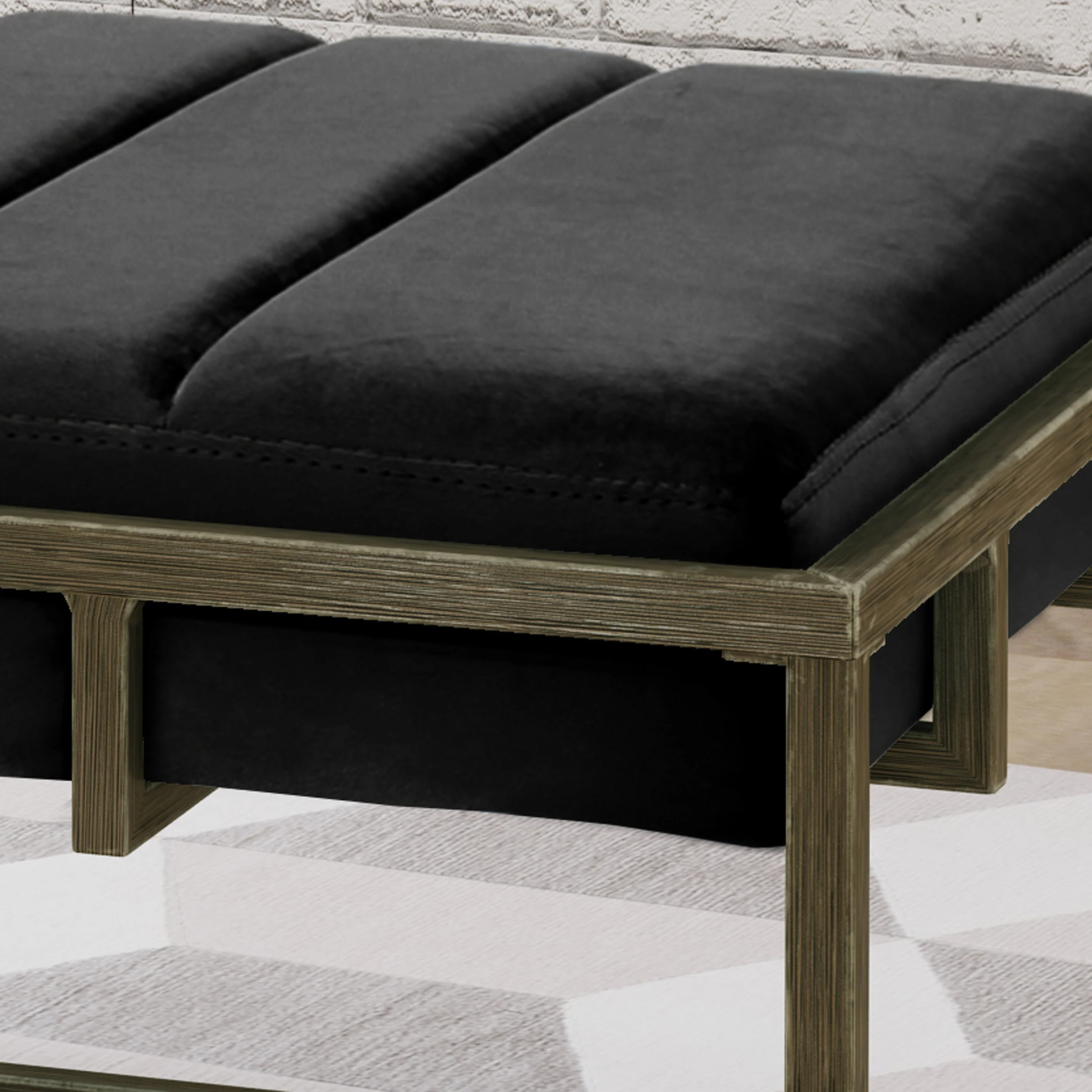 Vassy Modern Velvet Ottoman Bench with Brass Finish - furnishings