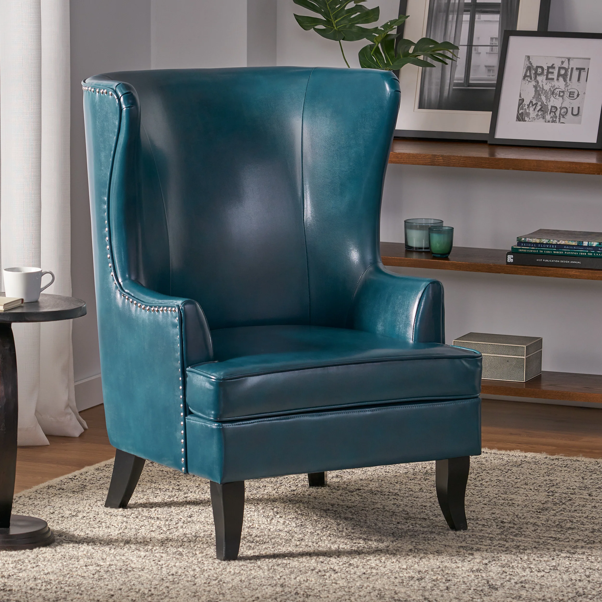 Jameson Leather High Back Wingback Armchair - furnishings