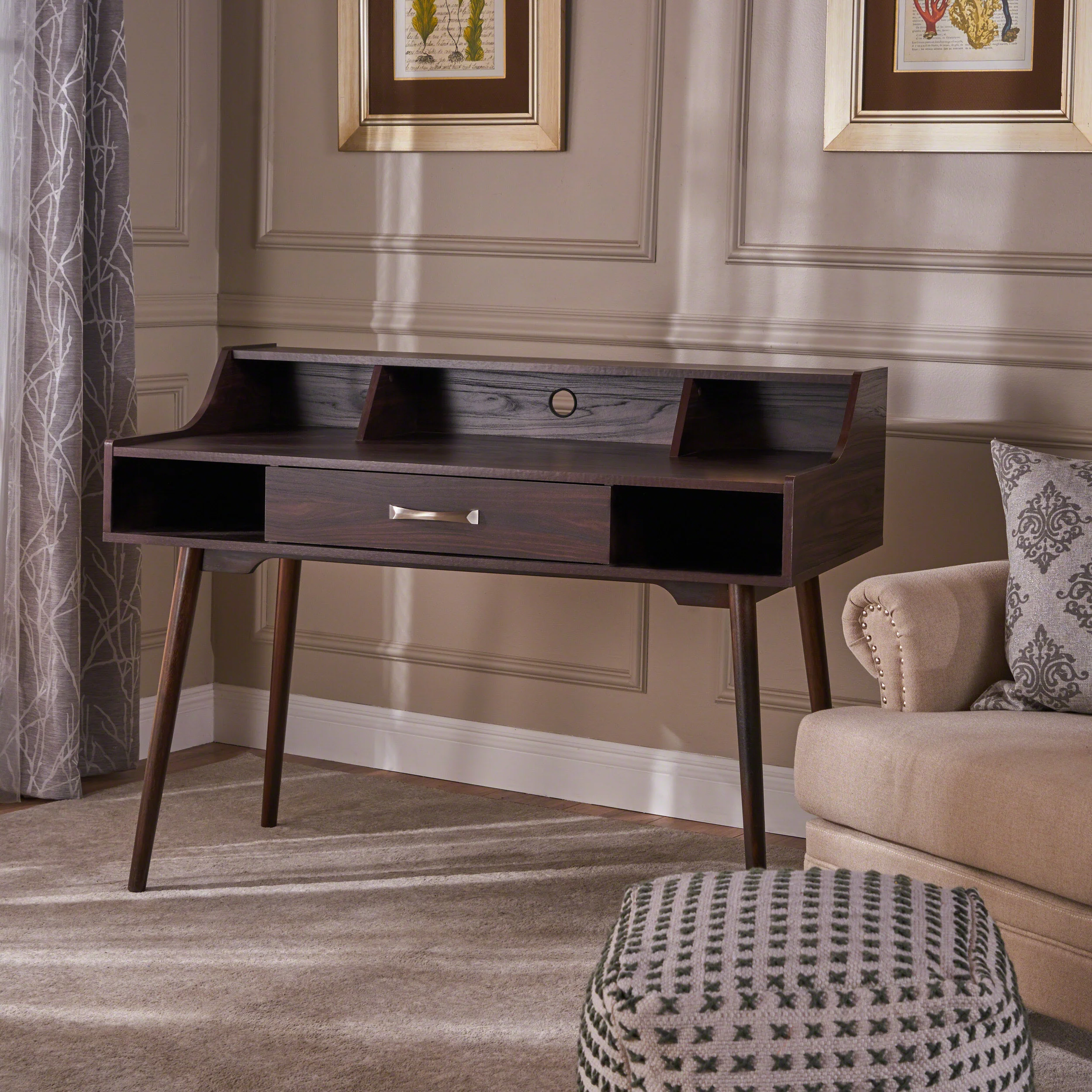 Belinda Mid Century Modern Finished Fiberboard Home Office Desk - furnishings