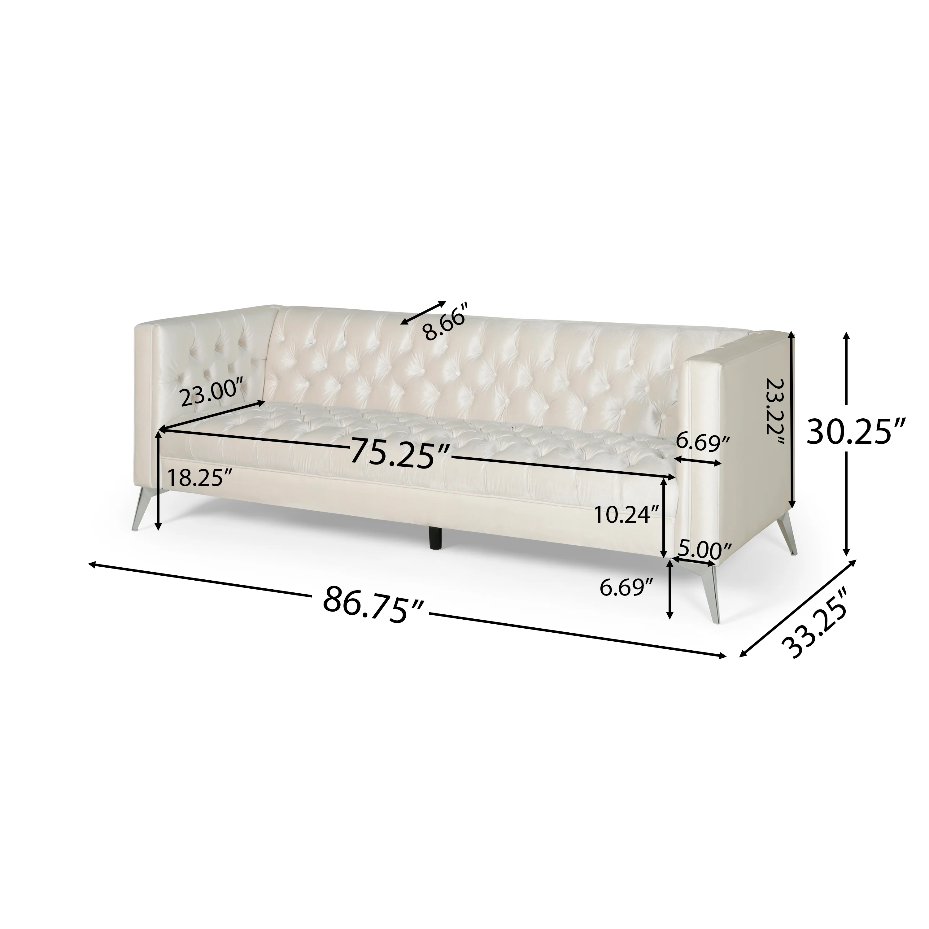 Harnoor Contemporary Tufted Velvet 3 Seater Sofa - furnishings