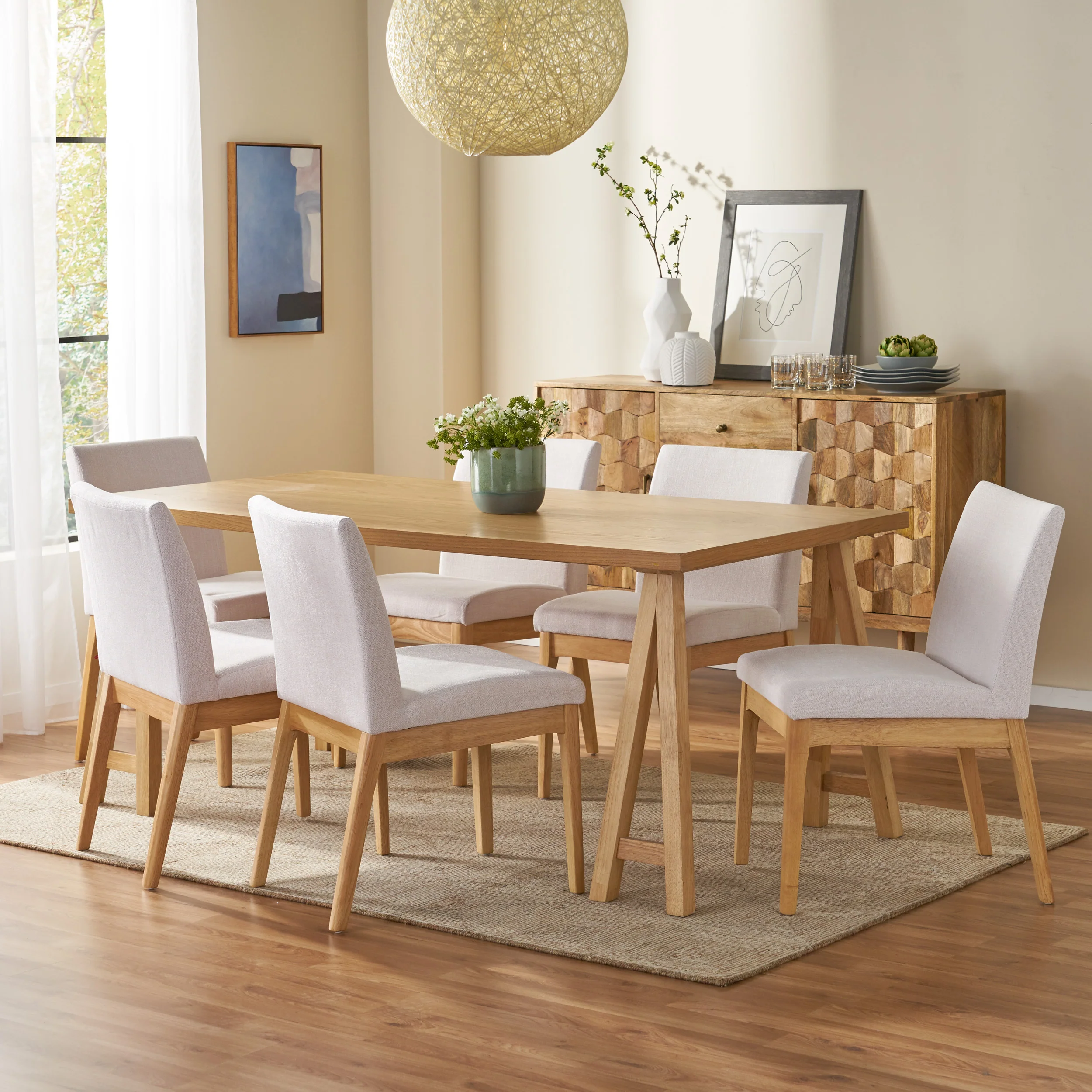 Elsinore Mid-Century Modern 7 Piece Dining Set - furnishings