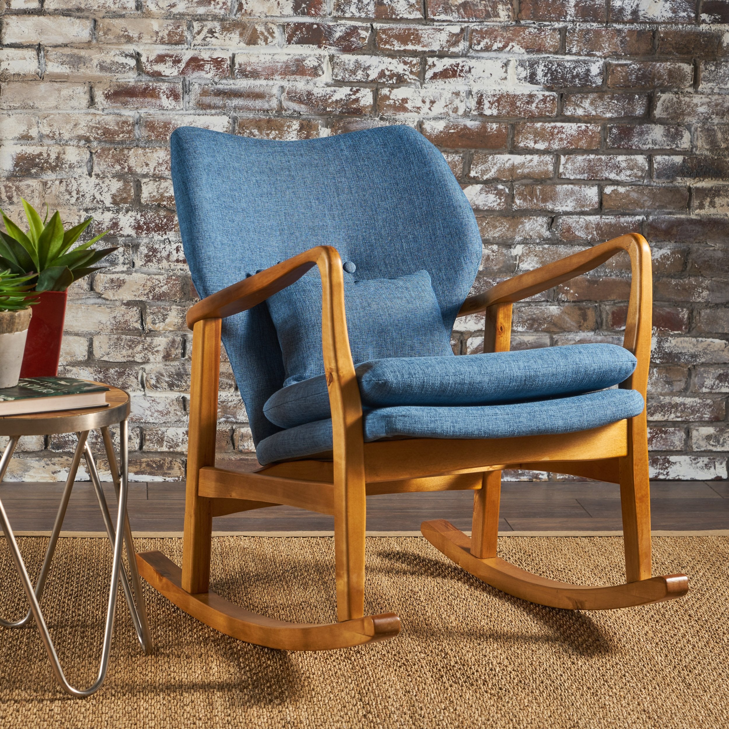 Balen Mid Century Modern Fabric Rocking Chair - furnishings