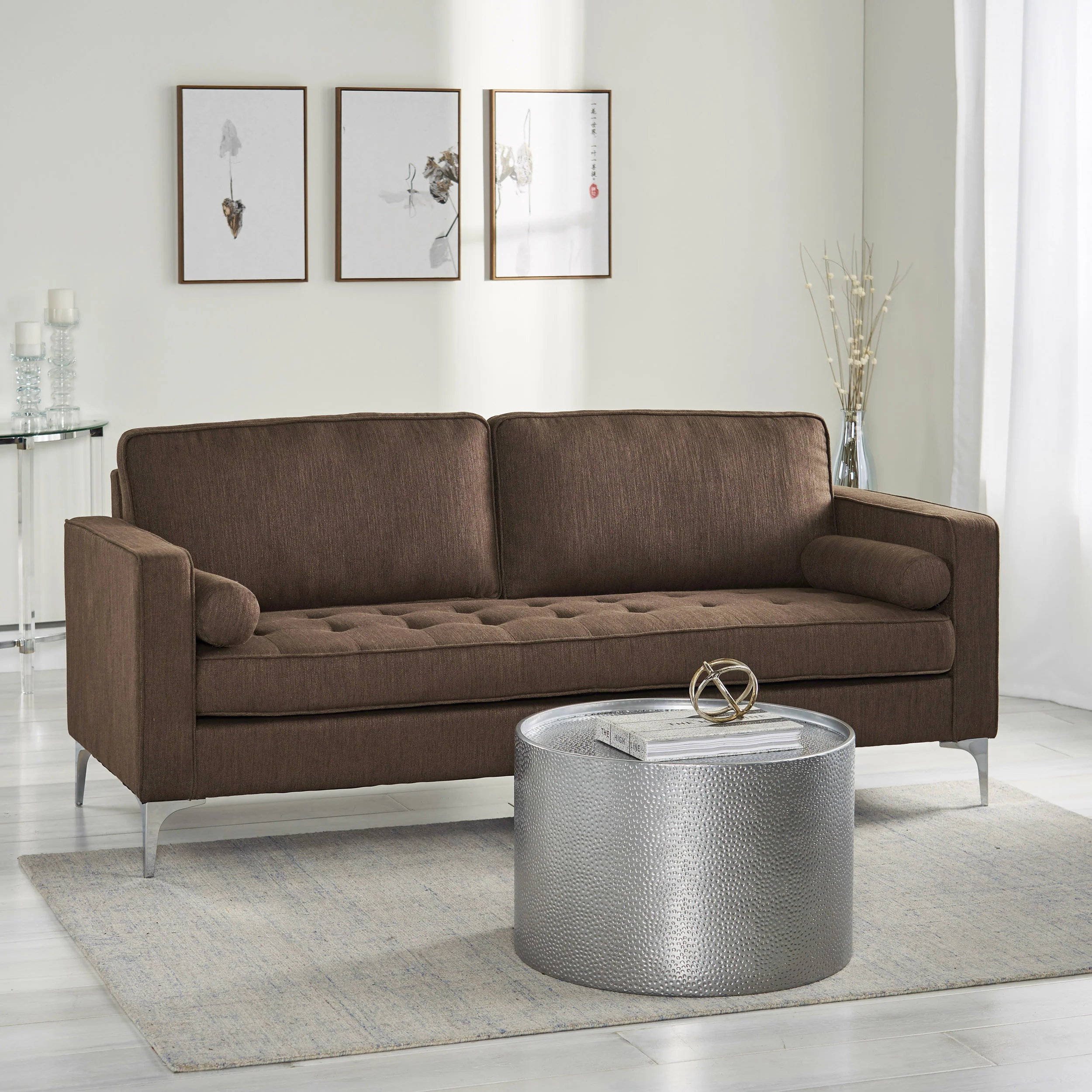 Divith Contemporary Tufted Fabric 3 Seater Sofa - furnishings