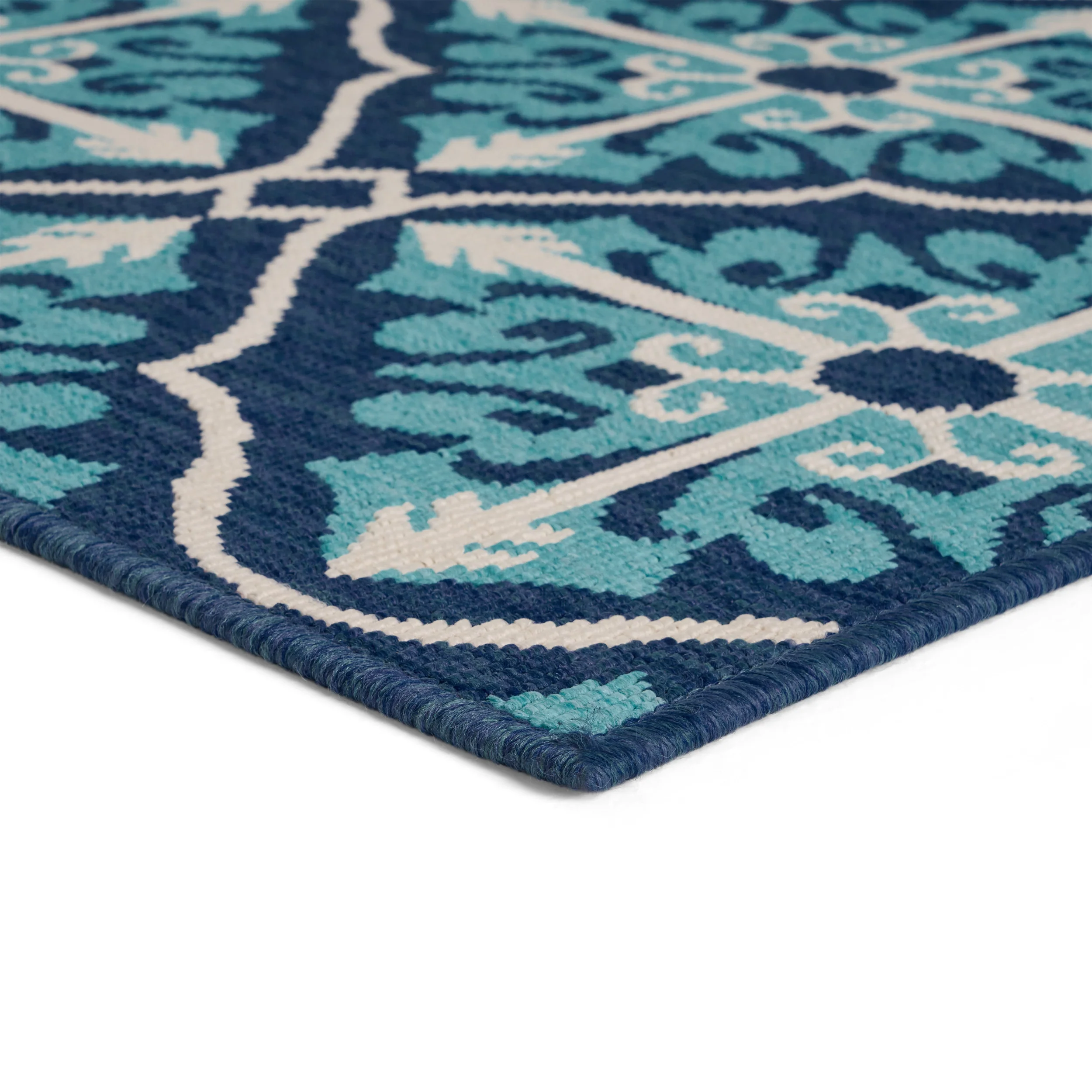 Jamia Outdoor Trellis Area Rug, Navy and Blue - furnishings