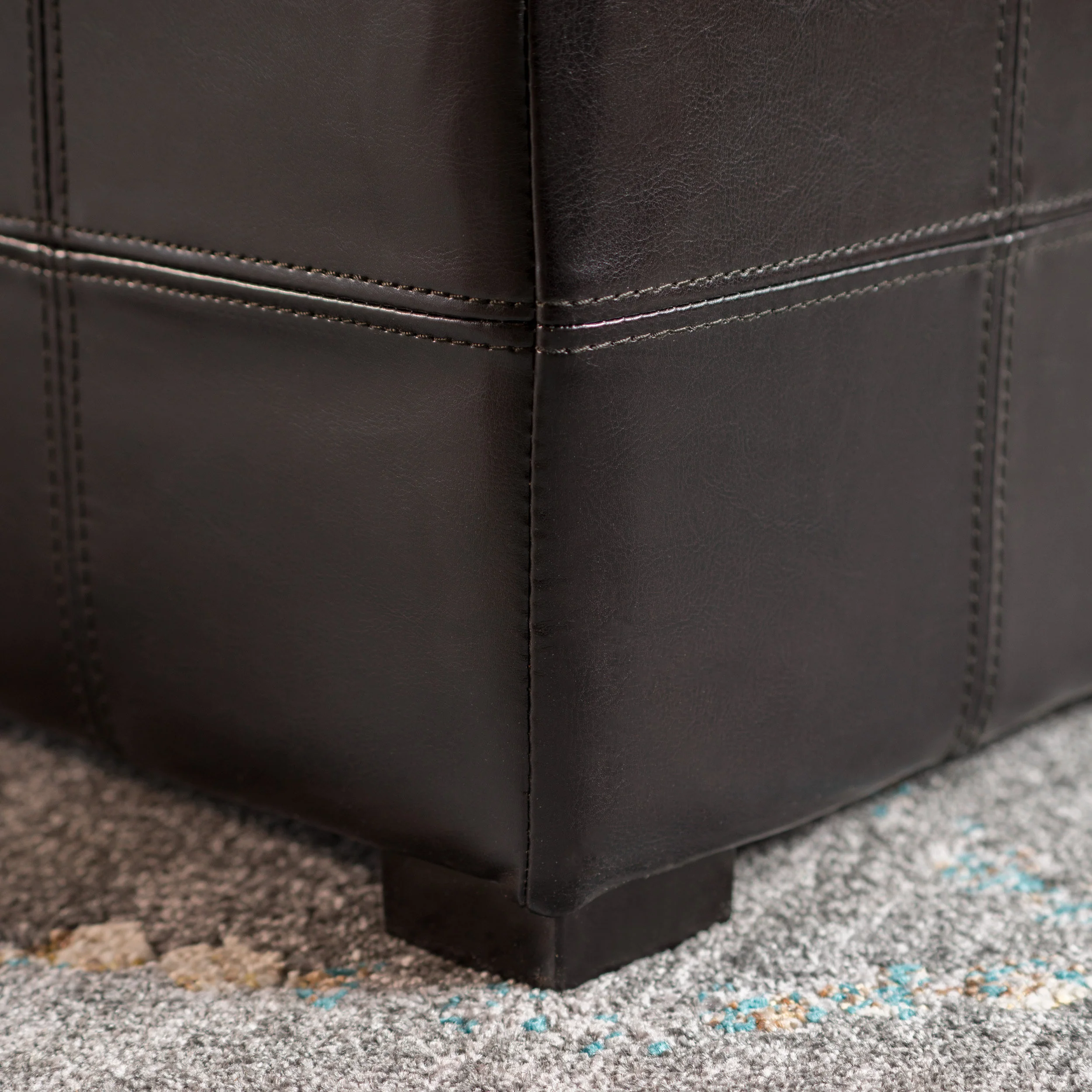 Five Brooks Espresso Brown Leather Ottoman Set (Set of 3) - furnishings