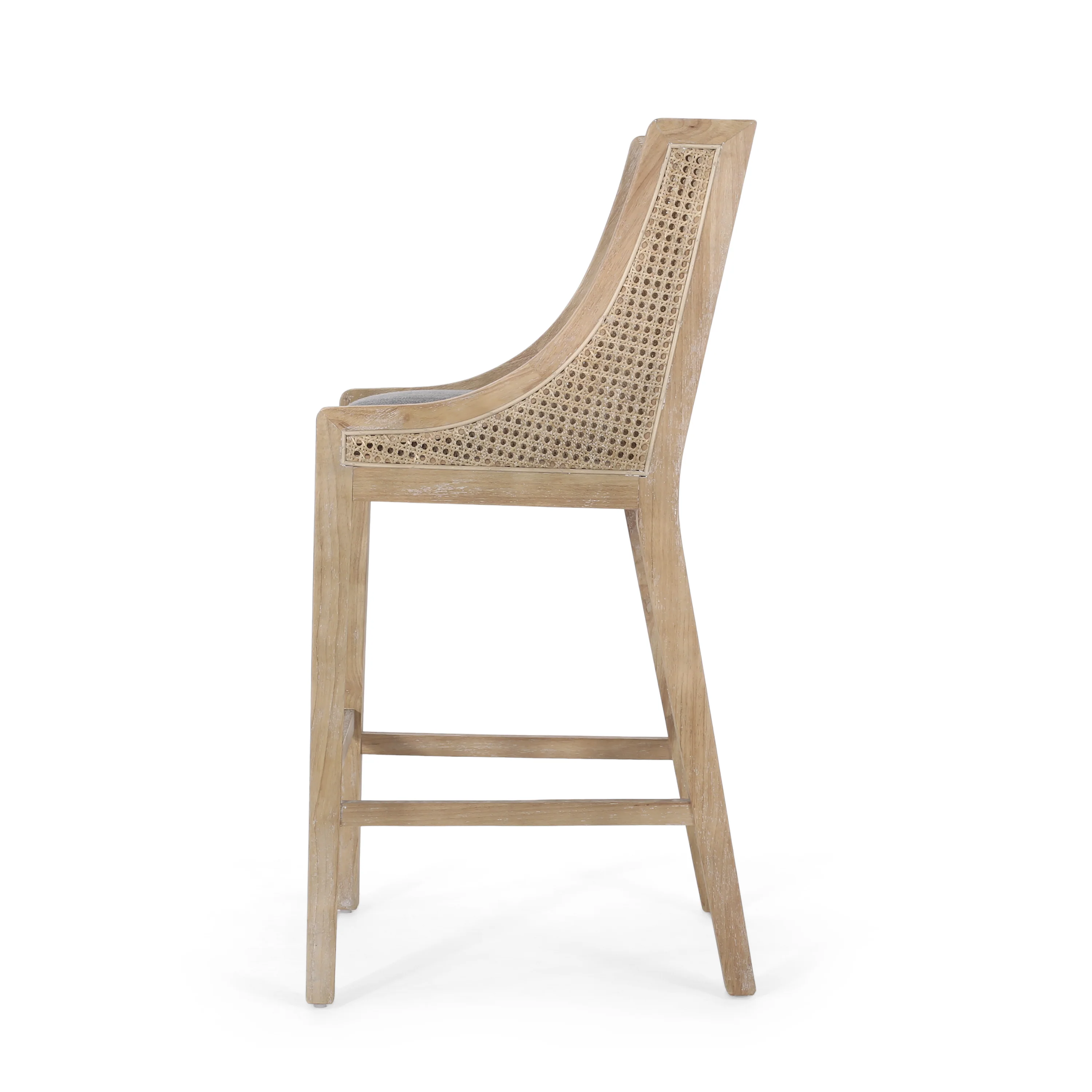 Oneida Rustic Fabric Upholstered Wood and Cane 30 inch Barstools (Set of 2) - furnishings