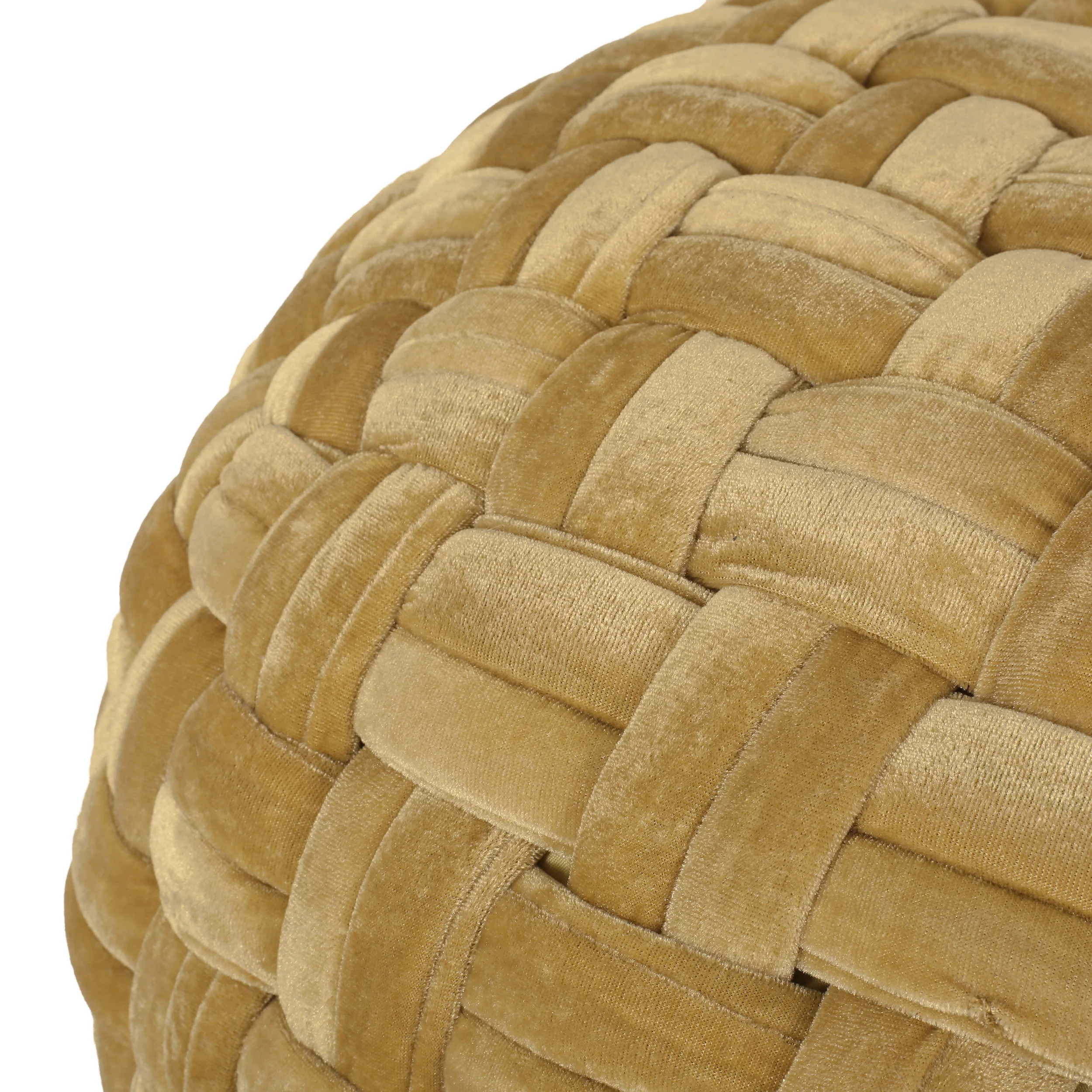 Colerain Modern Glam Handcrafted Cable Weave Velvet Round Pouf - furnishings