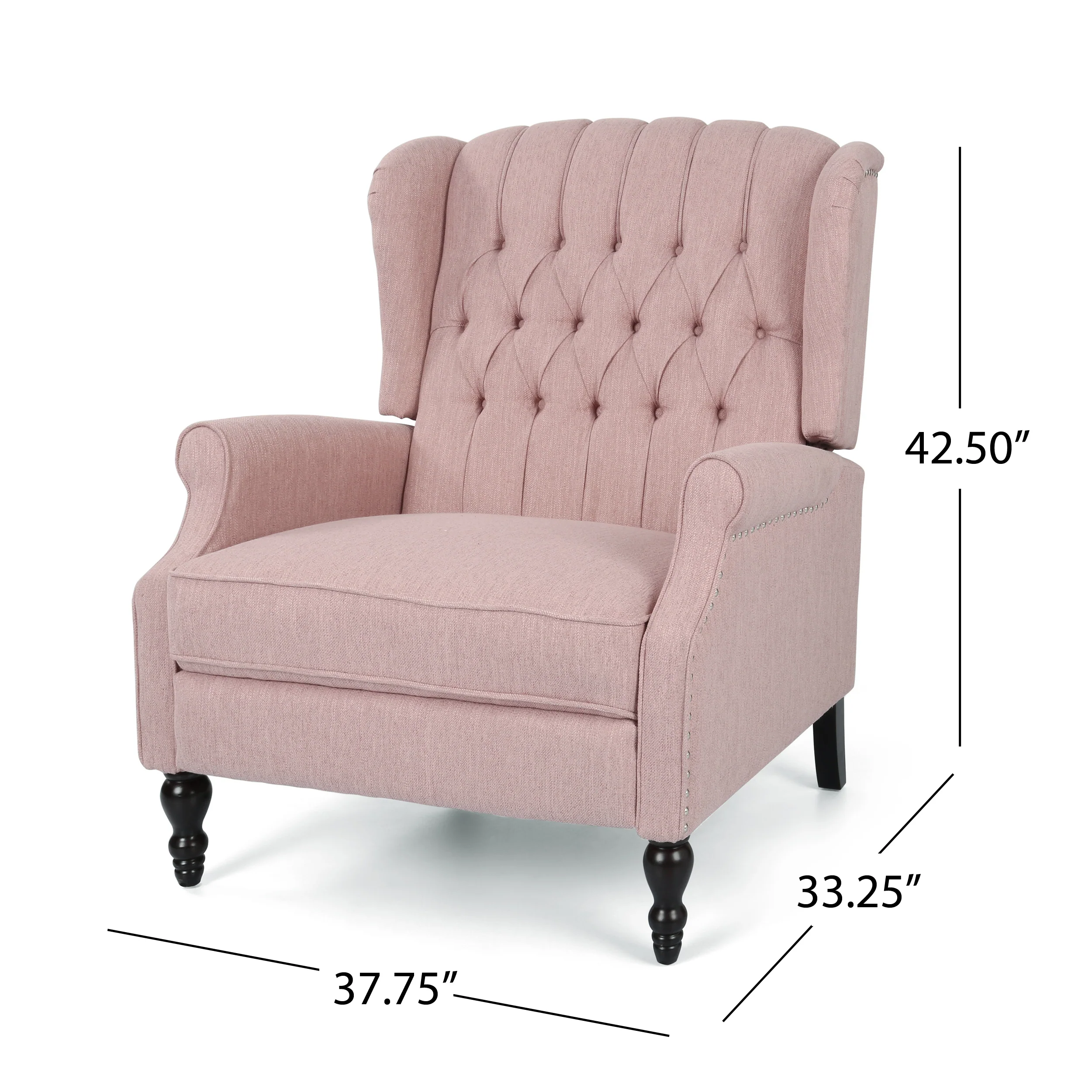 Salome Oversized Tufted Wingback Fabric Push Back Recliner - furnishings