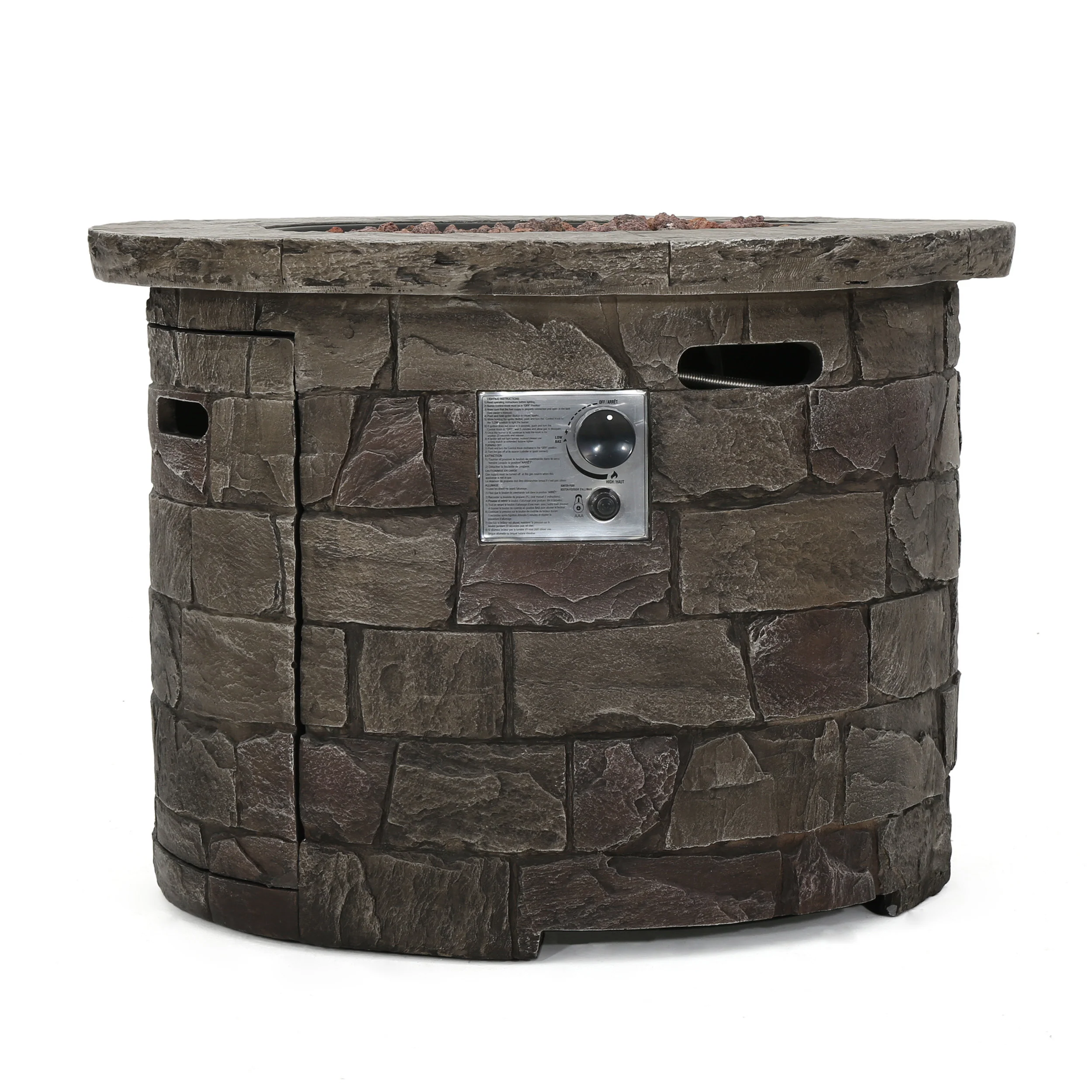 Arlana Outdoor 40,000 BTU Lightweight Concrete Circular Fire Pit - furnishings