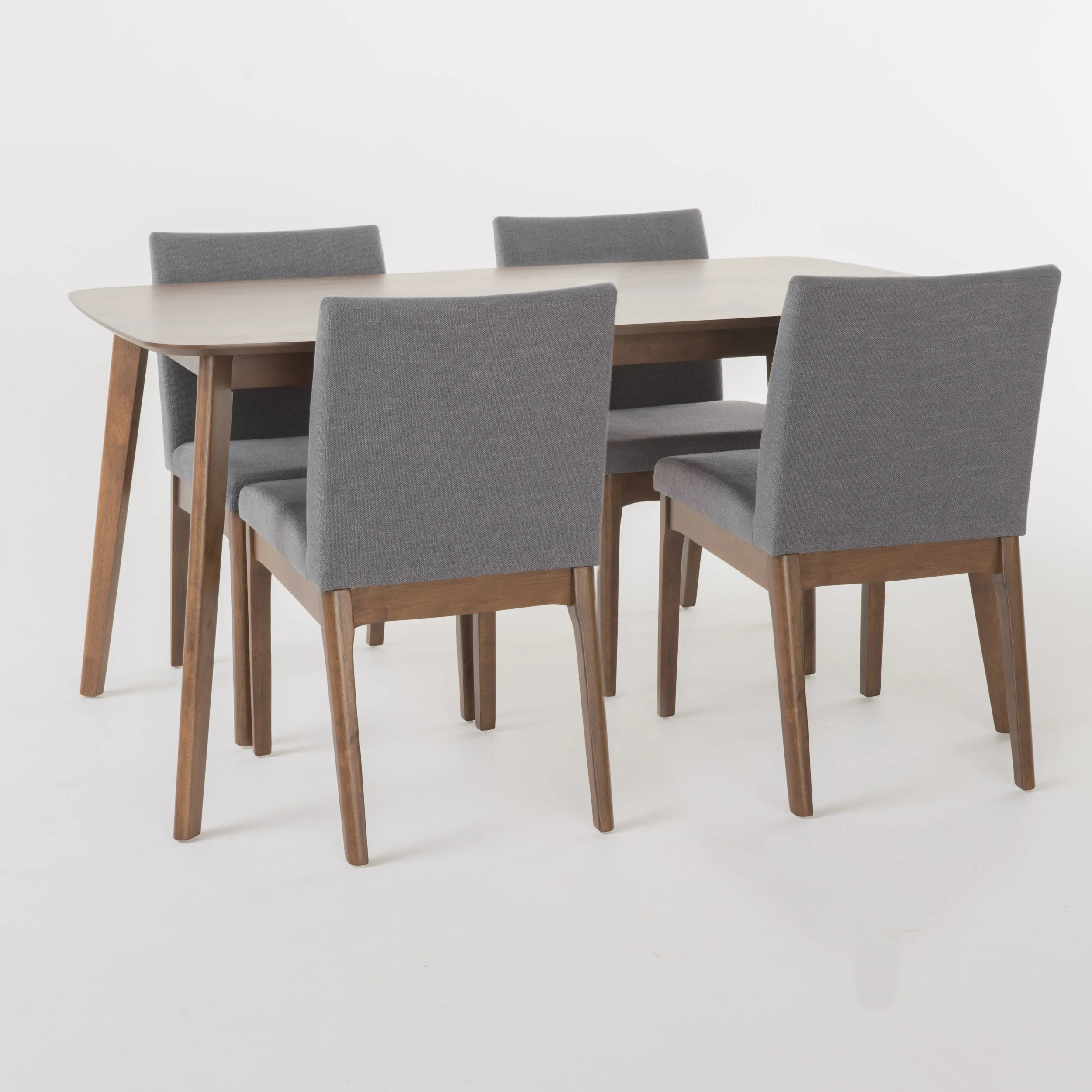 Katherine Mid Century Fabric & Wood Finish 5 Piece Dining Set - furnishings