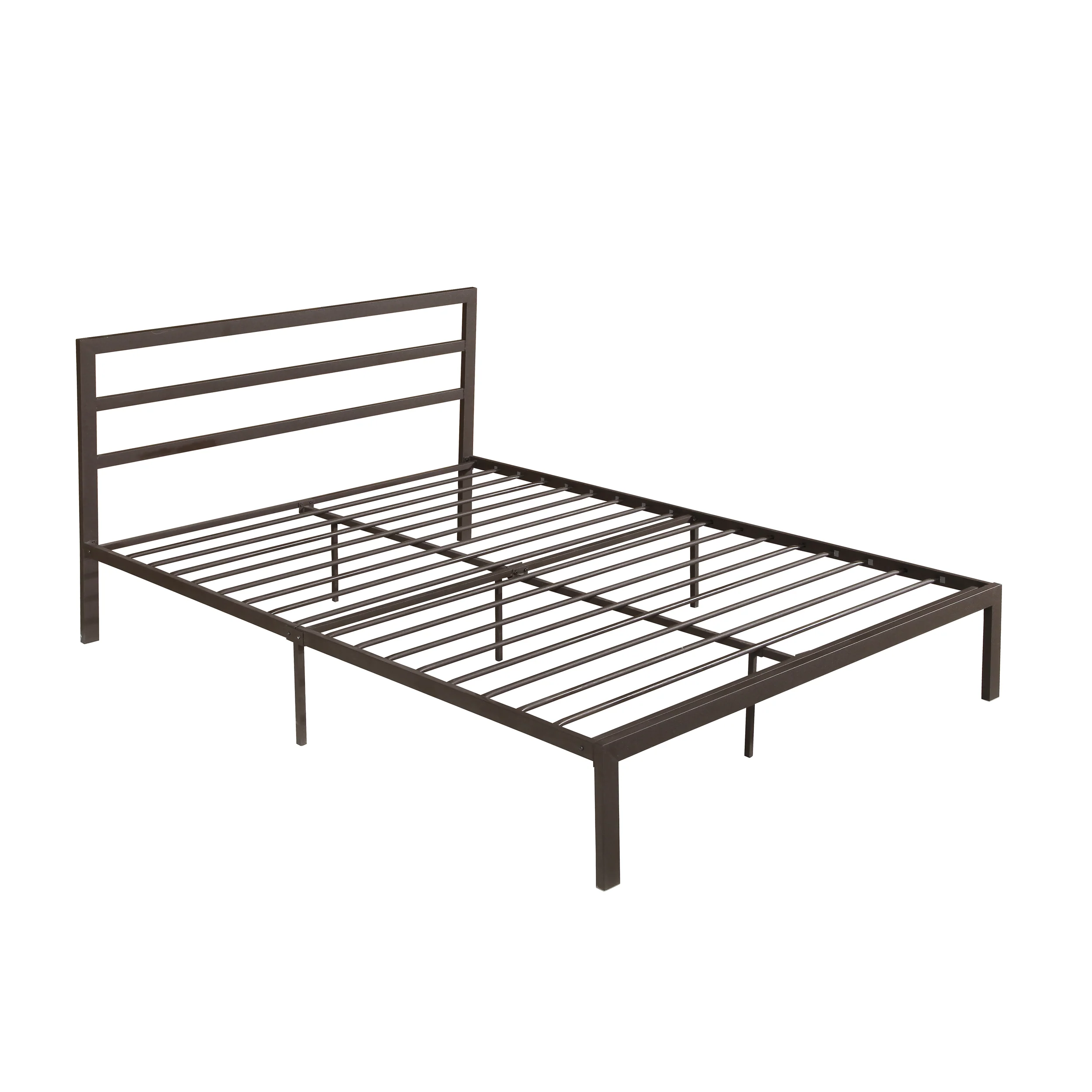 Jones Minimalistic Modern Slat Iron Queen-Size Bed Frame - furnishings