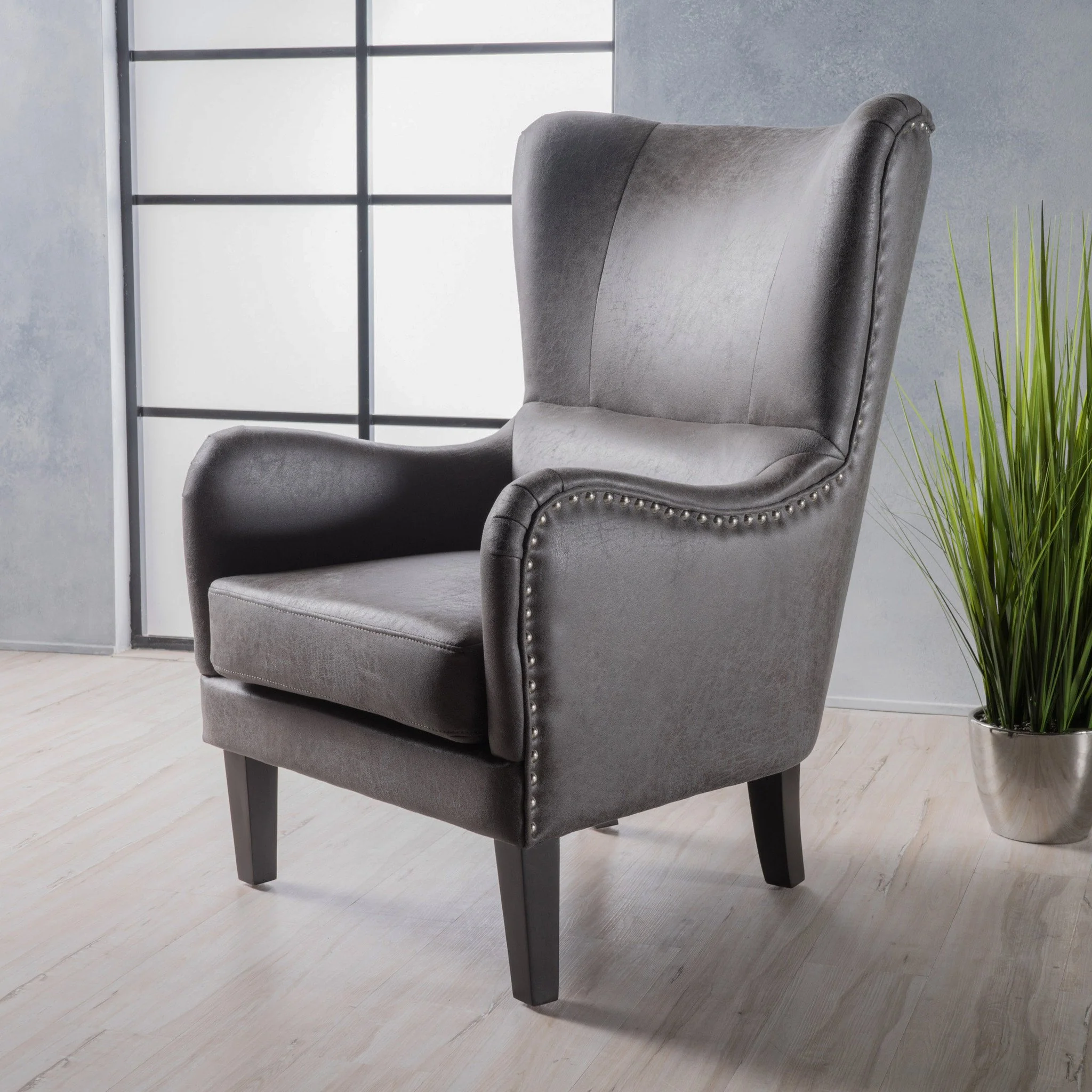 Salerno Microfiber High Back Wingback Club Chair - furnishings