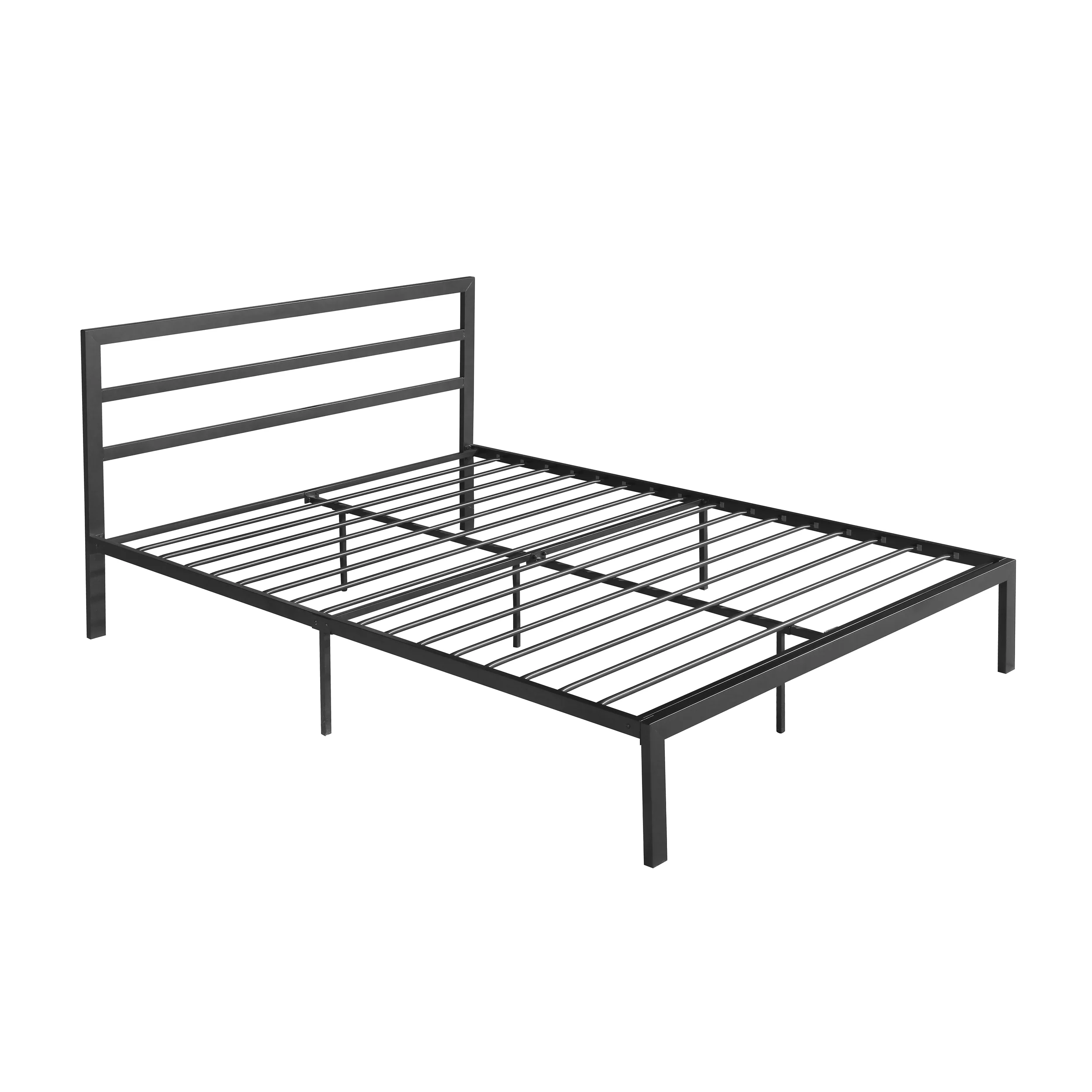 Jones Minimalistic Modern Slat Iron Queen-Size Bed Frame - furnishings