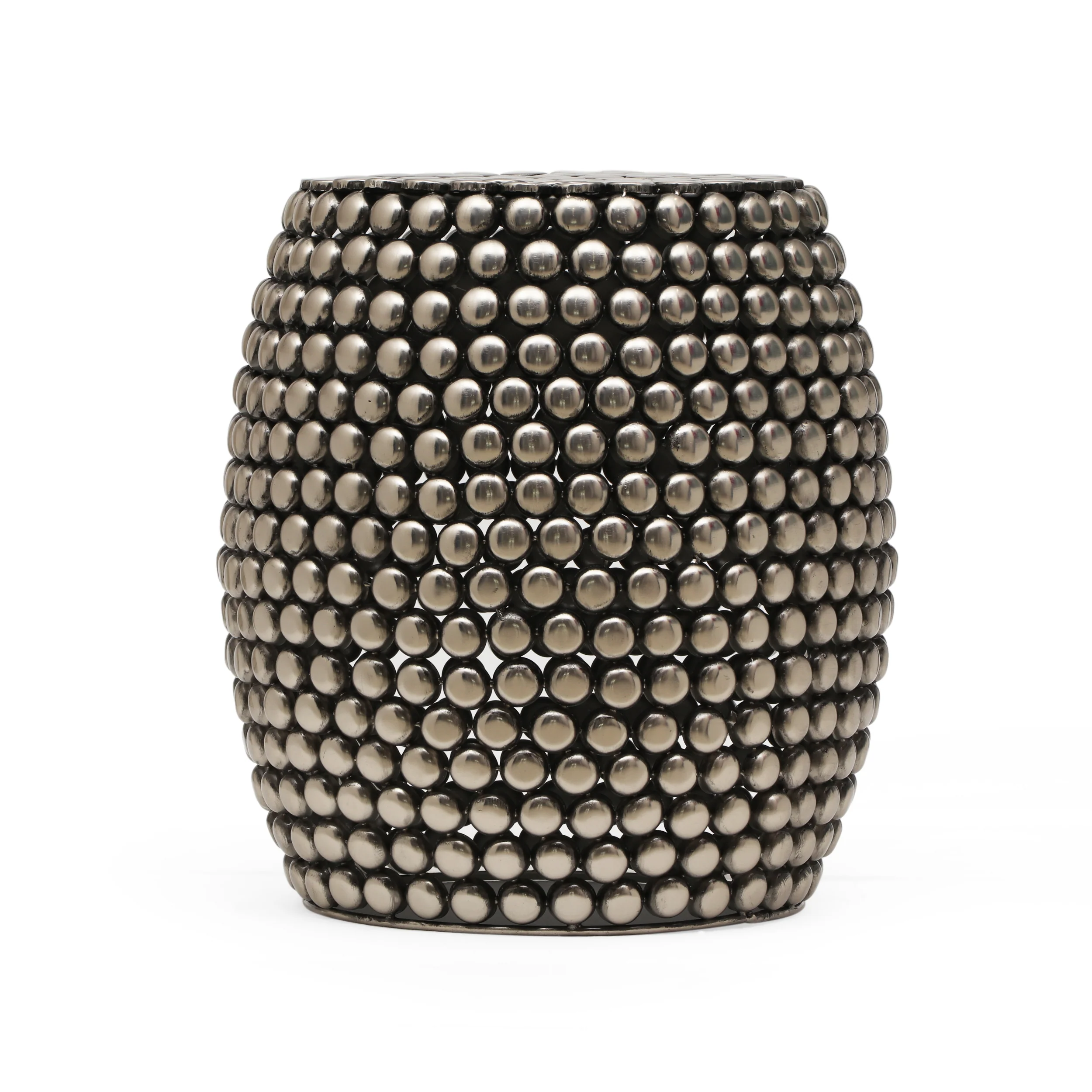 Brentyn Modern Textured Iron Accent Table, Nickel Antique - furnishings