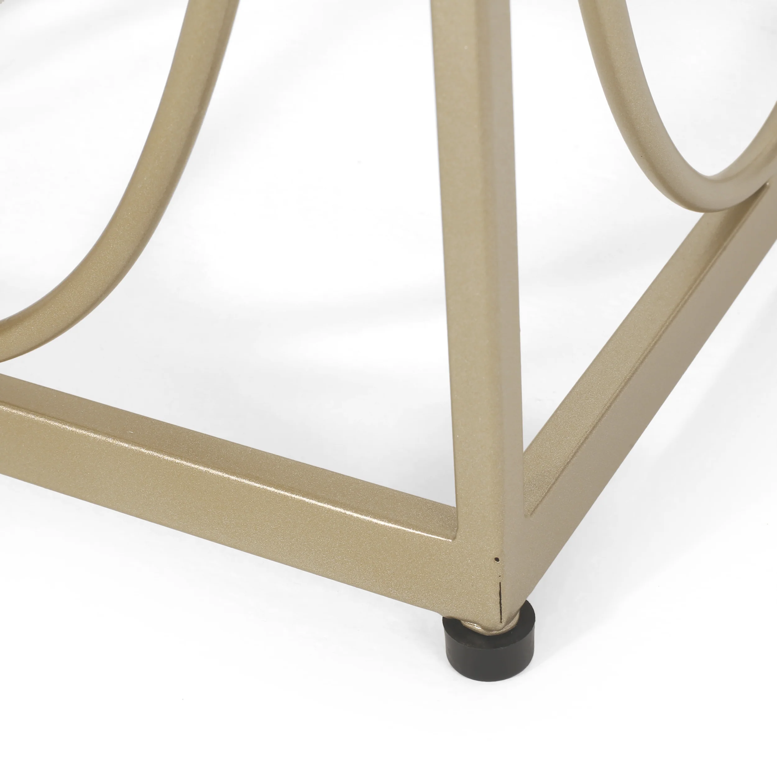 Feichko Modern Glam Glass Top End Table, Champagne Gold and Black - furnishings