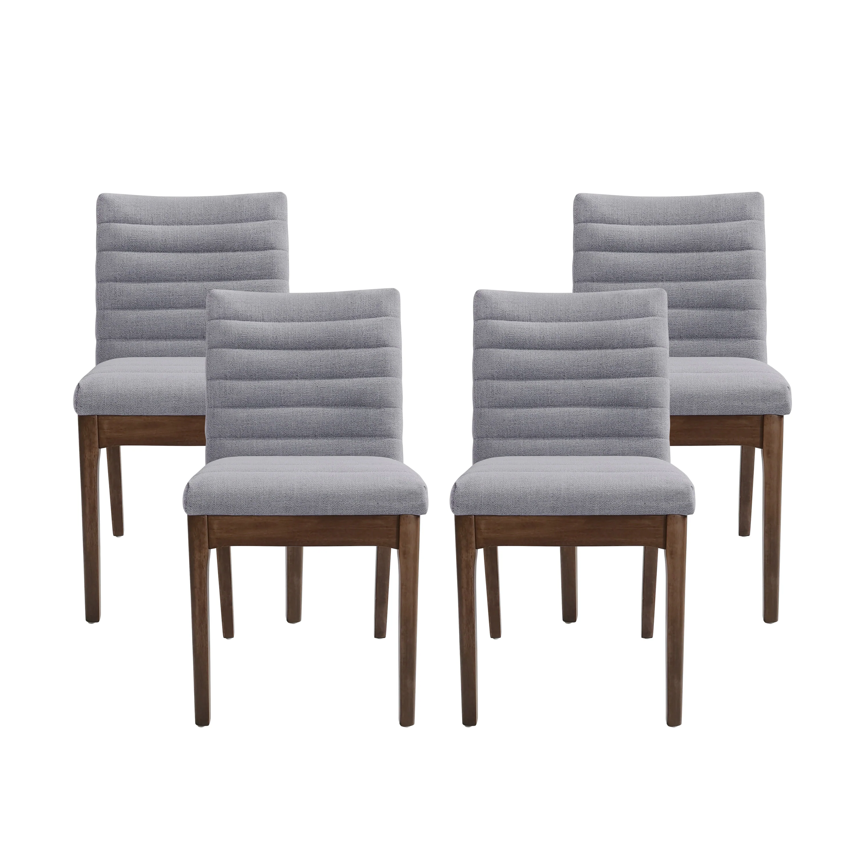 Elisson Mid Century Modern Channel Stitch Dining Chairs, Set of 4 - furnishings
