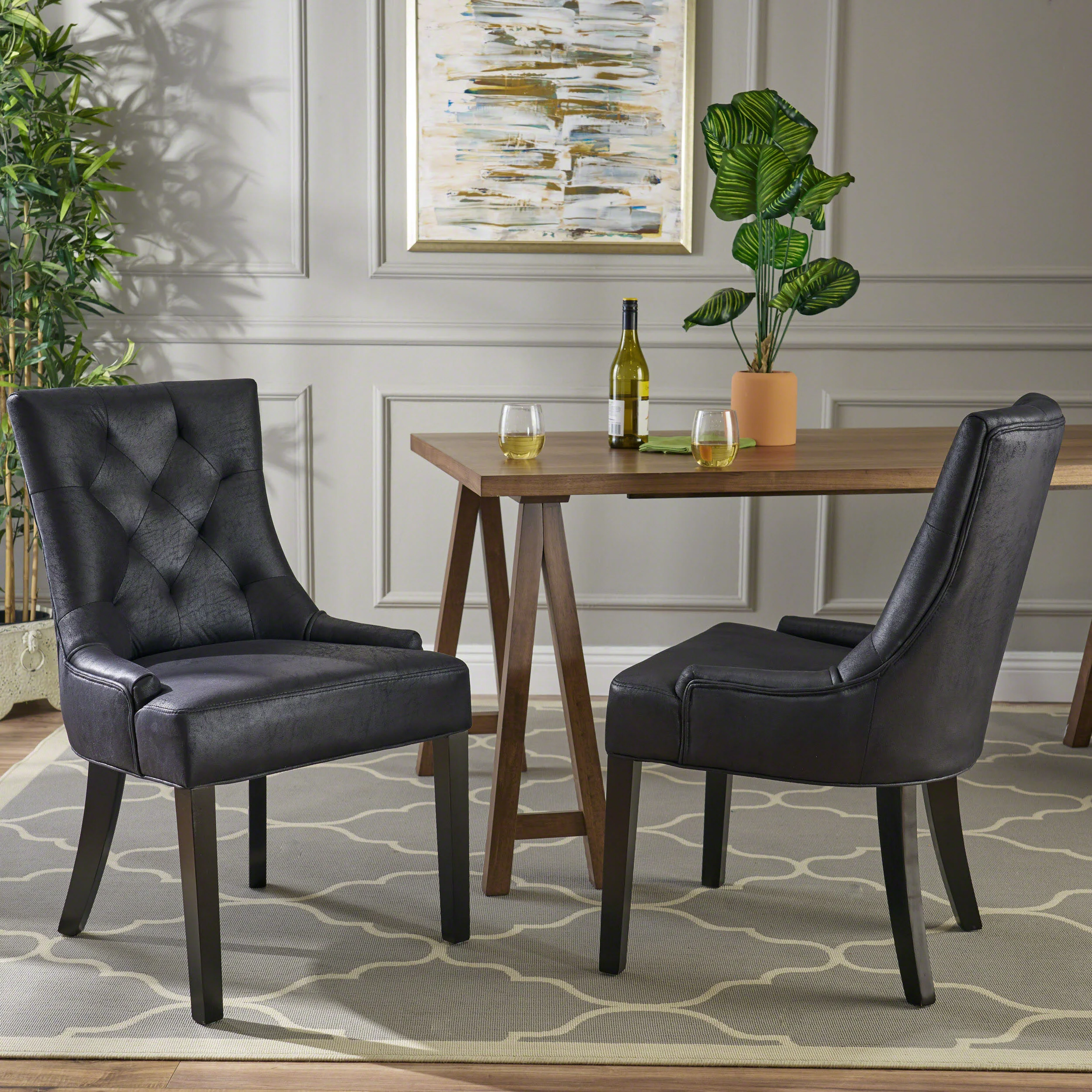 Sarah Traditional Microfiber Dining Chairs (Set of 2) - furnishings