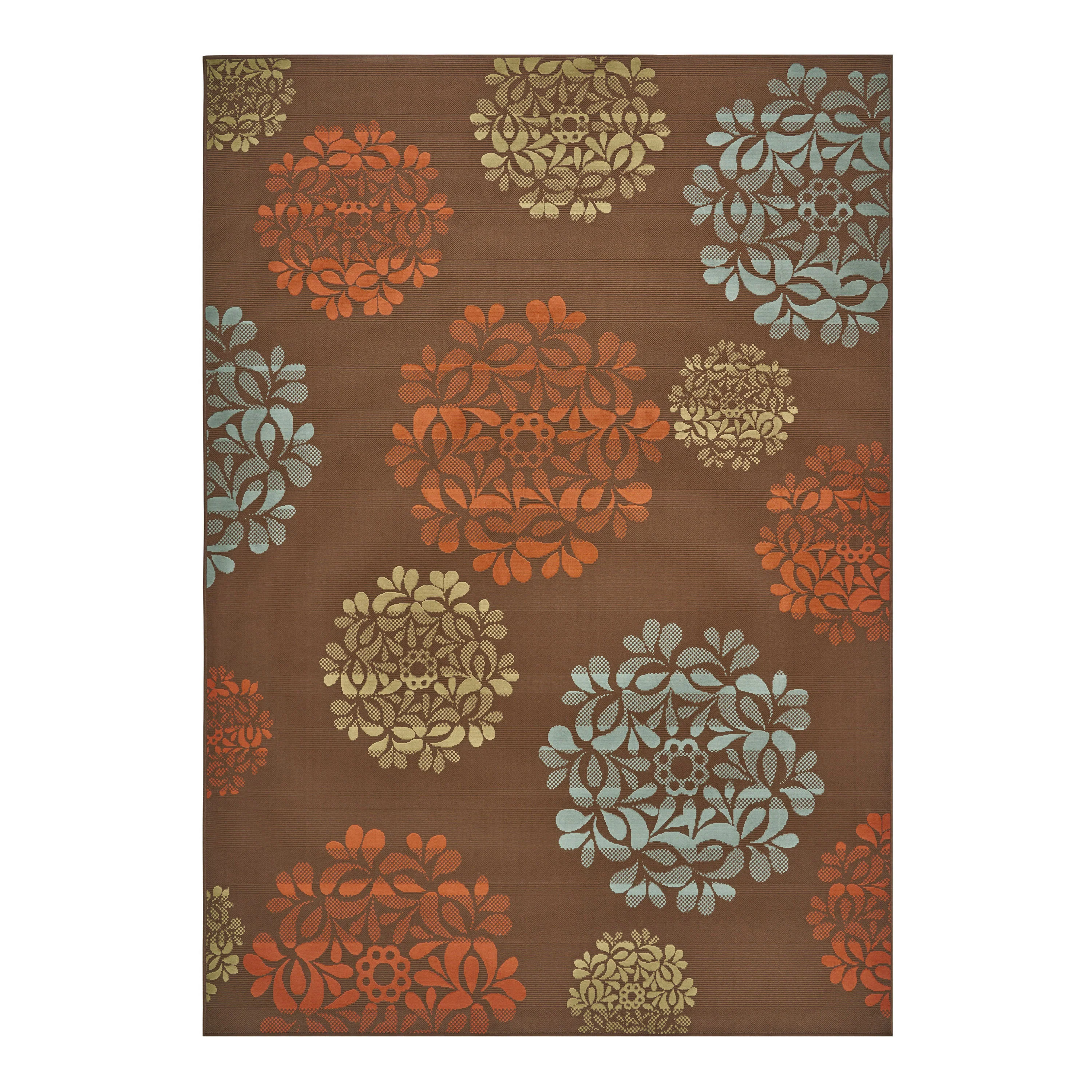 Sallie Outdoor Modern Brown Area Rug with Multi-Color Floral Print - furnishings