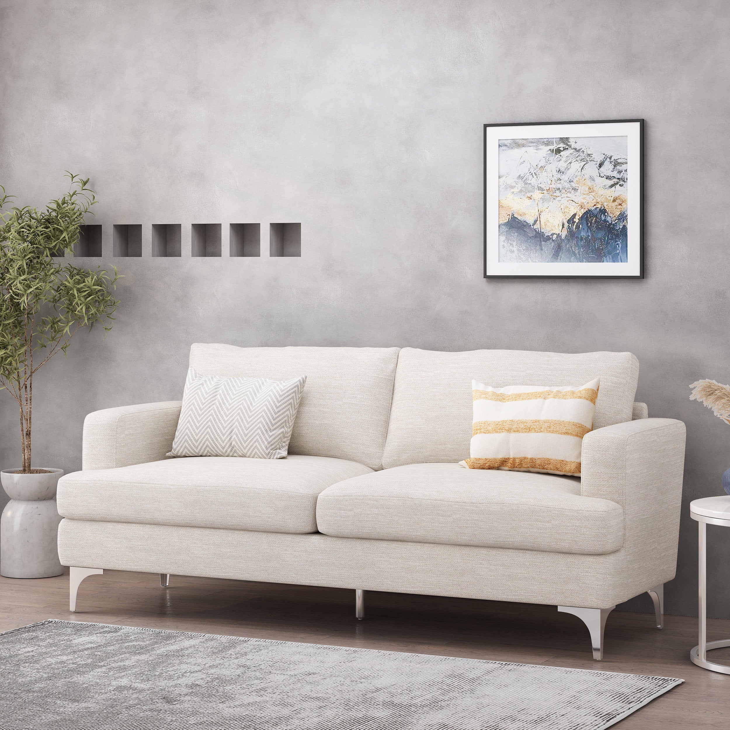 Eliphaz Contemporary Fabric 3 Seater Sofa - furnishings