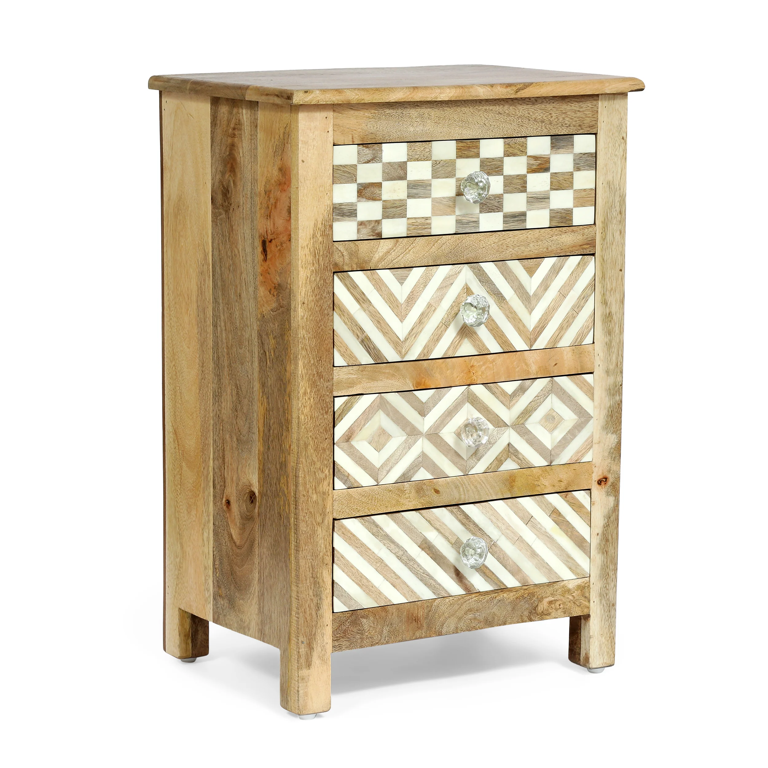 Nahanni Handcrafted Boho 4 Drawer Mango Wood Nightstand - furnishings