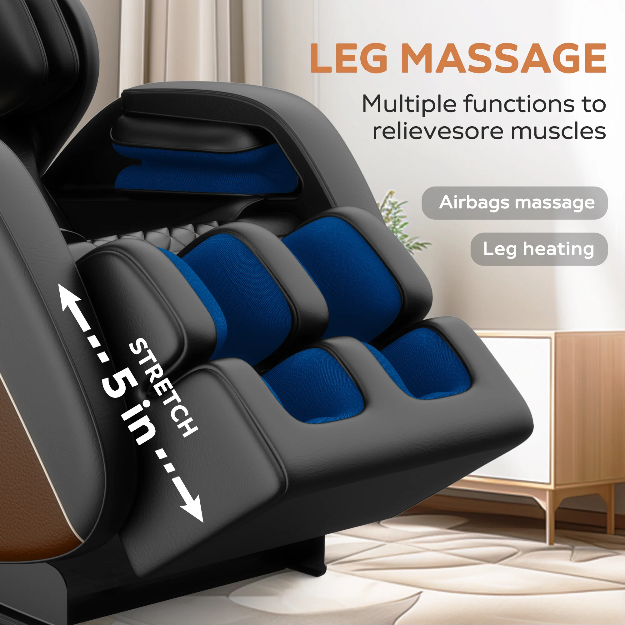 2024 Zero Gravity Full Body Massage Chair with Air Pressure, Heating, and Foot Relaxation - furnishings