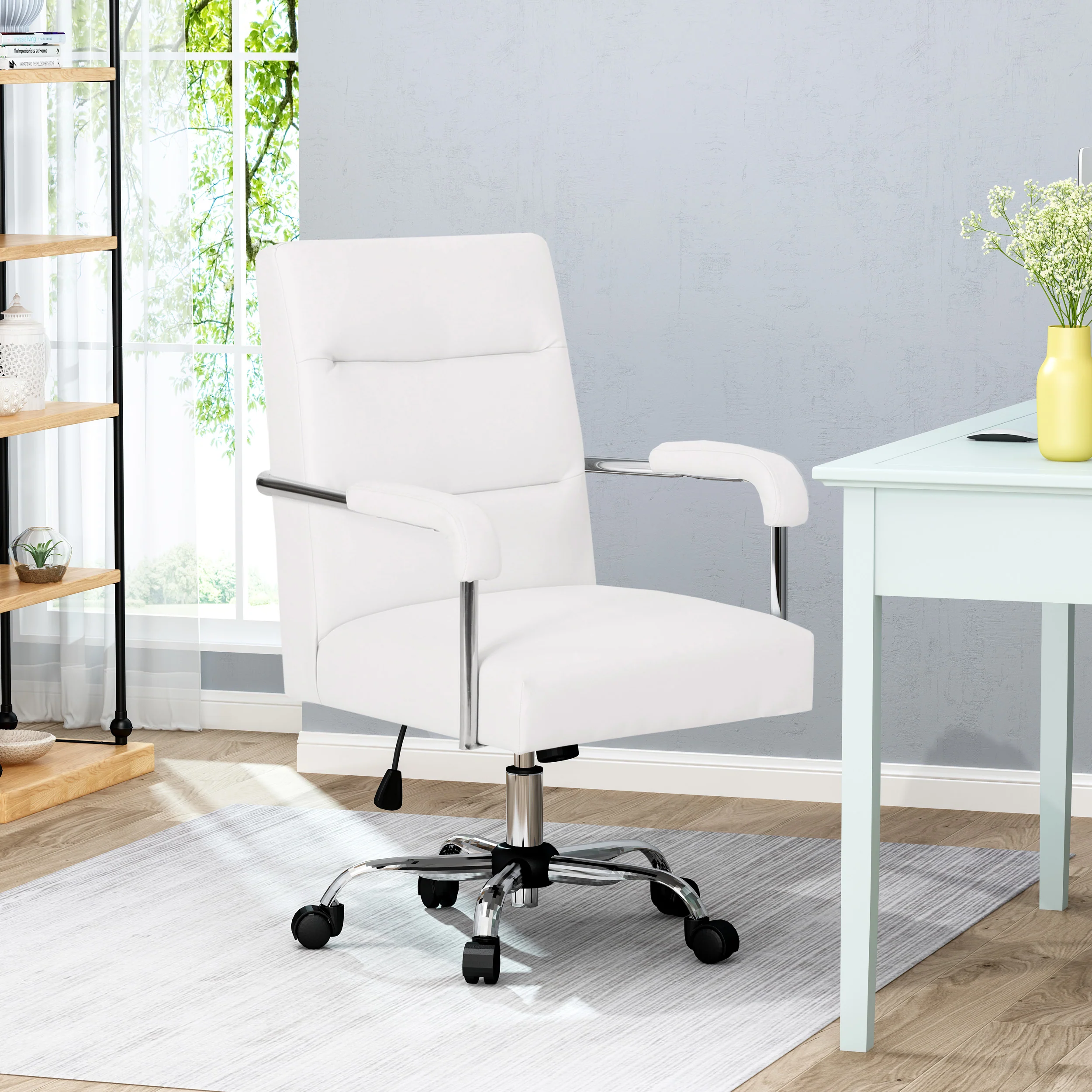 Elke Modern Channel Stitched Swivel Office Lift Chair - furnishings