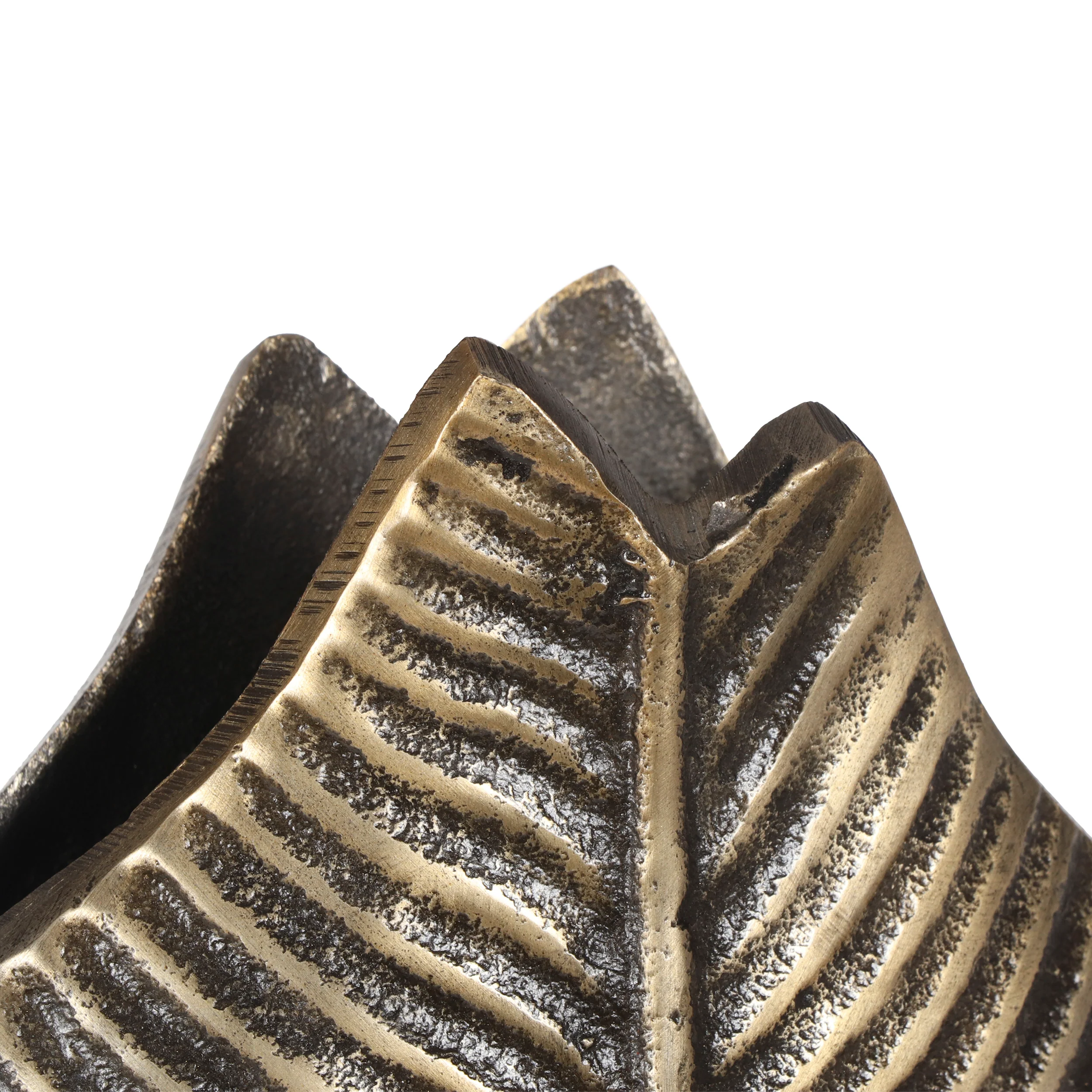 Wauford Handmade Aluminum Leaf Vase, Antique Brass - furnishings